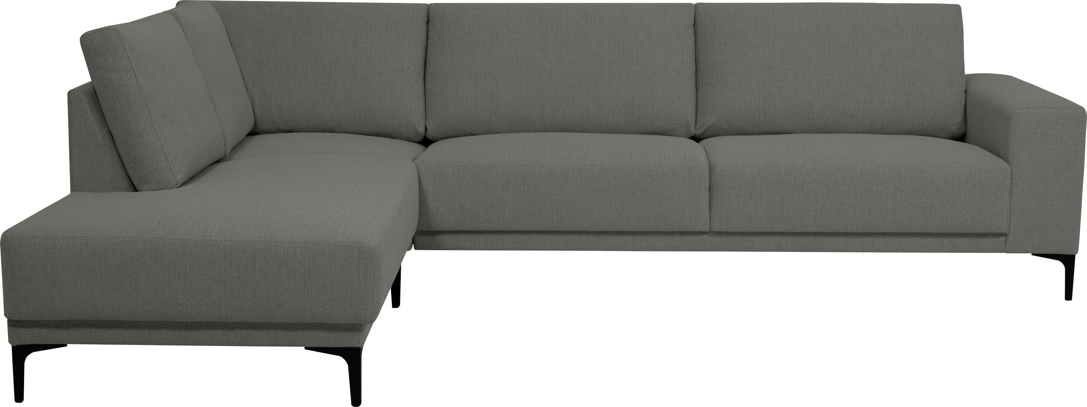 Places of Style Hoekbank Xander, L-model, Breedte 289 cm, geweven stof, soft-touch chenille, zwarte metalen voeten