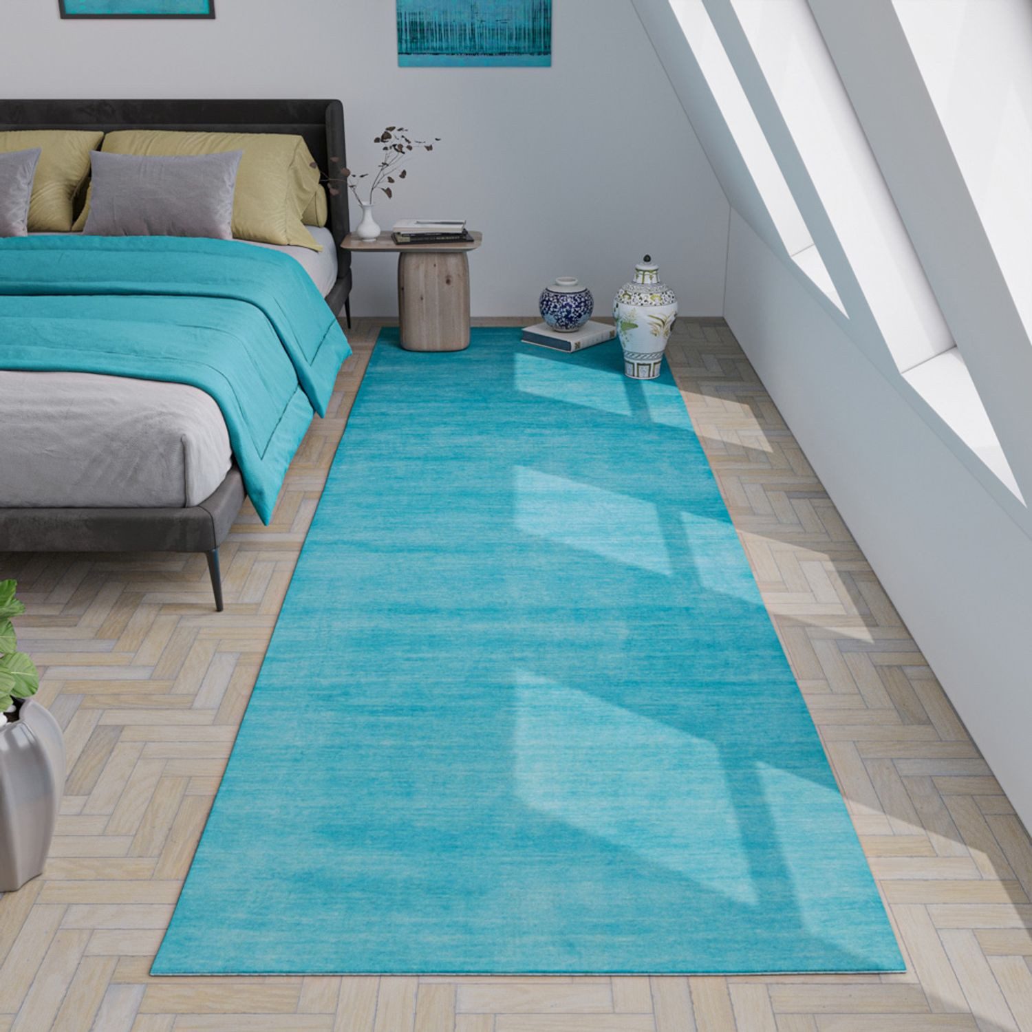 morgenland Loper LORIBAFT TEPPSTAR zuiver scheerwol unikleur lopers maat 80x300 cm blauw