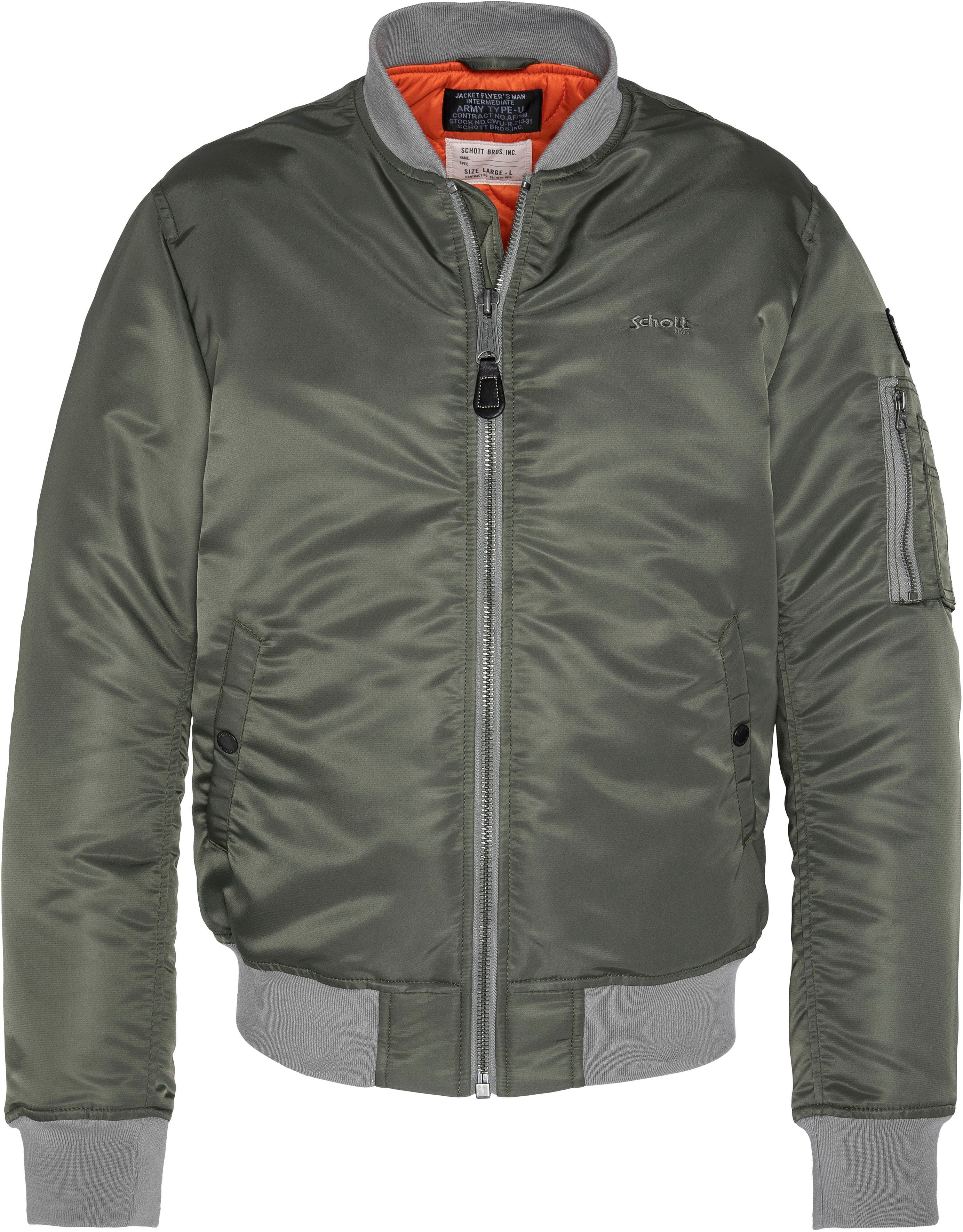 Schott NYC Bomberjack AIRFORCERS MA-1 Iconische vliegerjack uit gerecycled nylon, mannen & unisex mogelijk wandelen & outdoor maat S beige