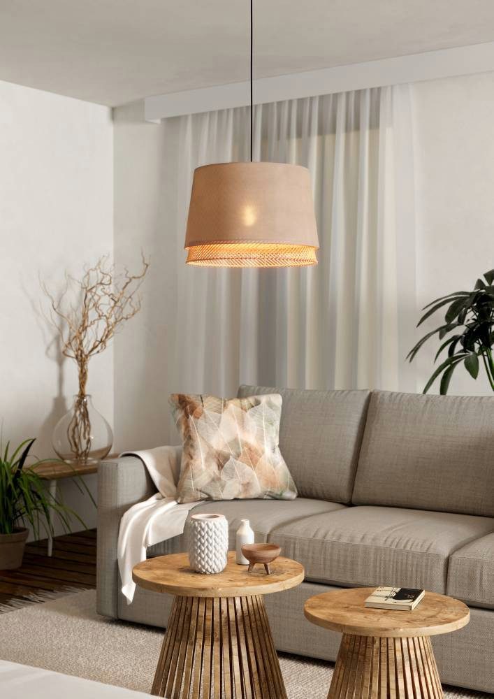 EGLO Tabley Hanglamp E27 Ø 38 cm Natuur-Bruin-Zwart Textiel