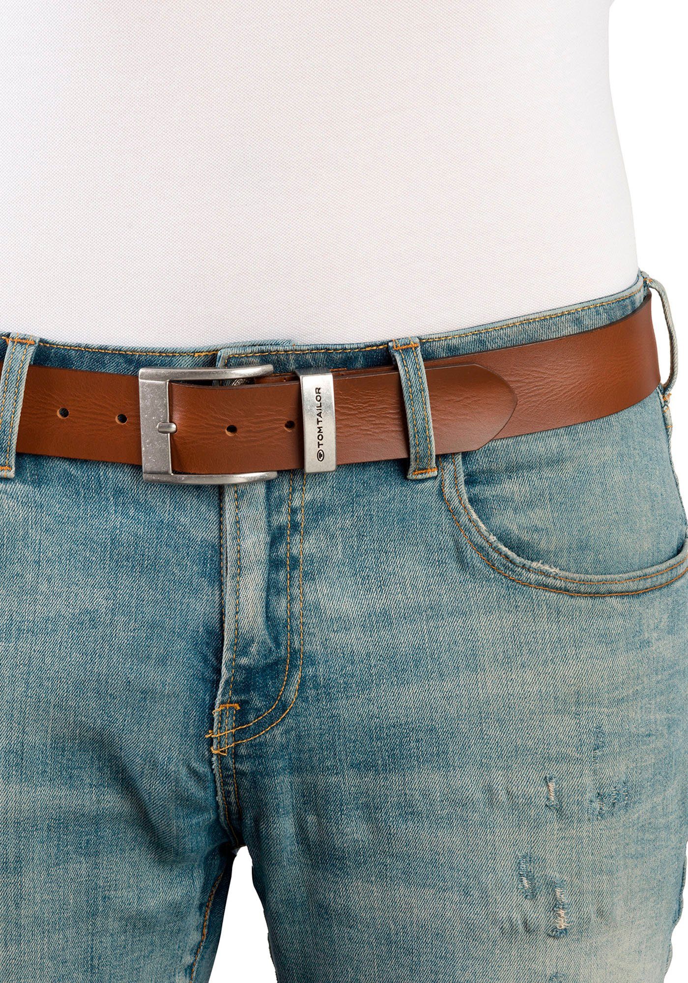 Tom Tailor Leren riem TTTOM 4 cm brede herenriem, casual en jeanslook (set)