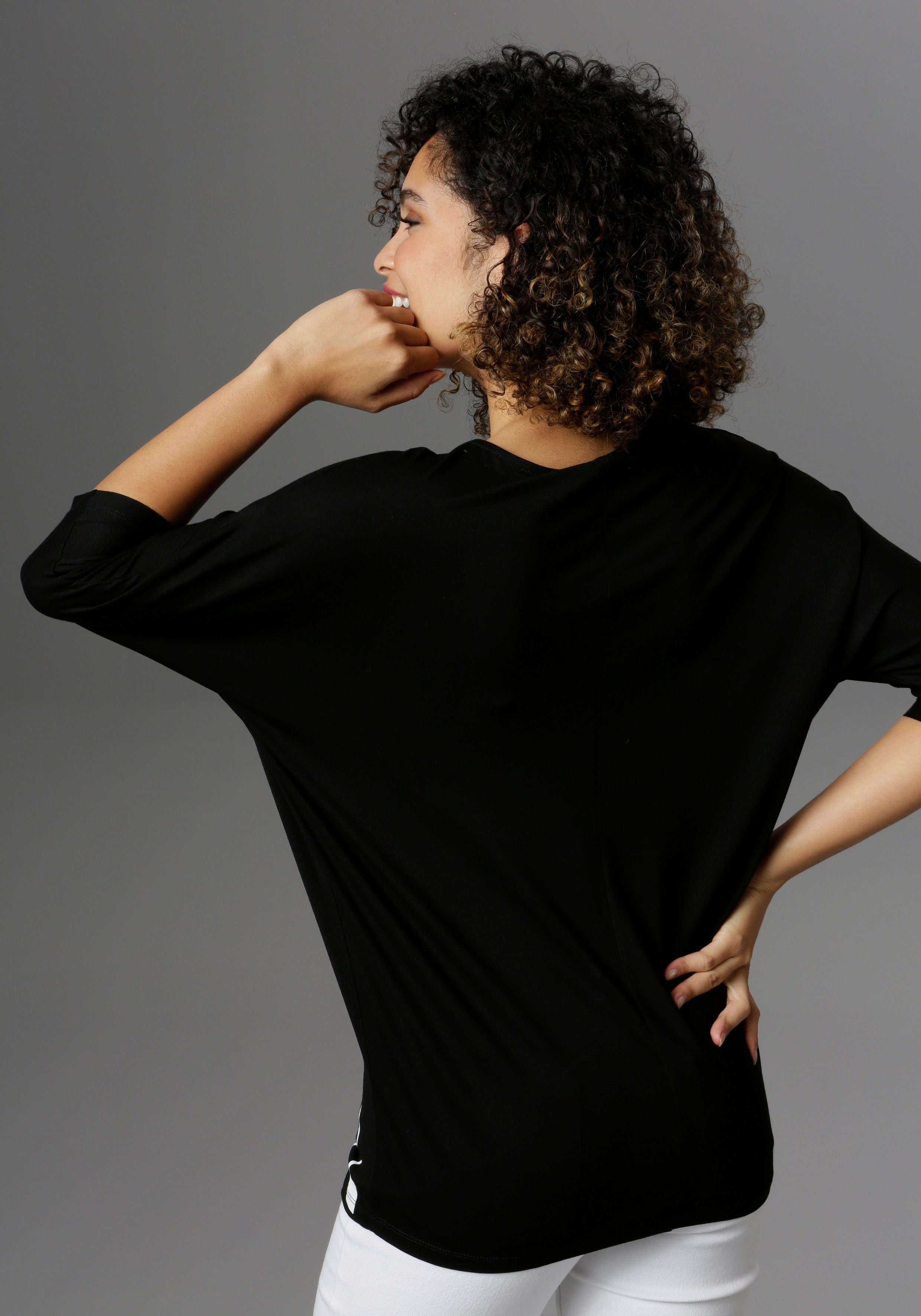 Aniston SELECTED Shirt met 3/4-mouwen met statement-quote