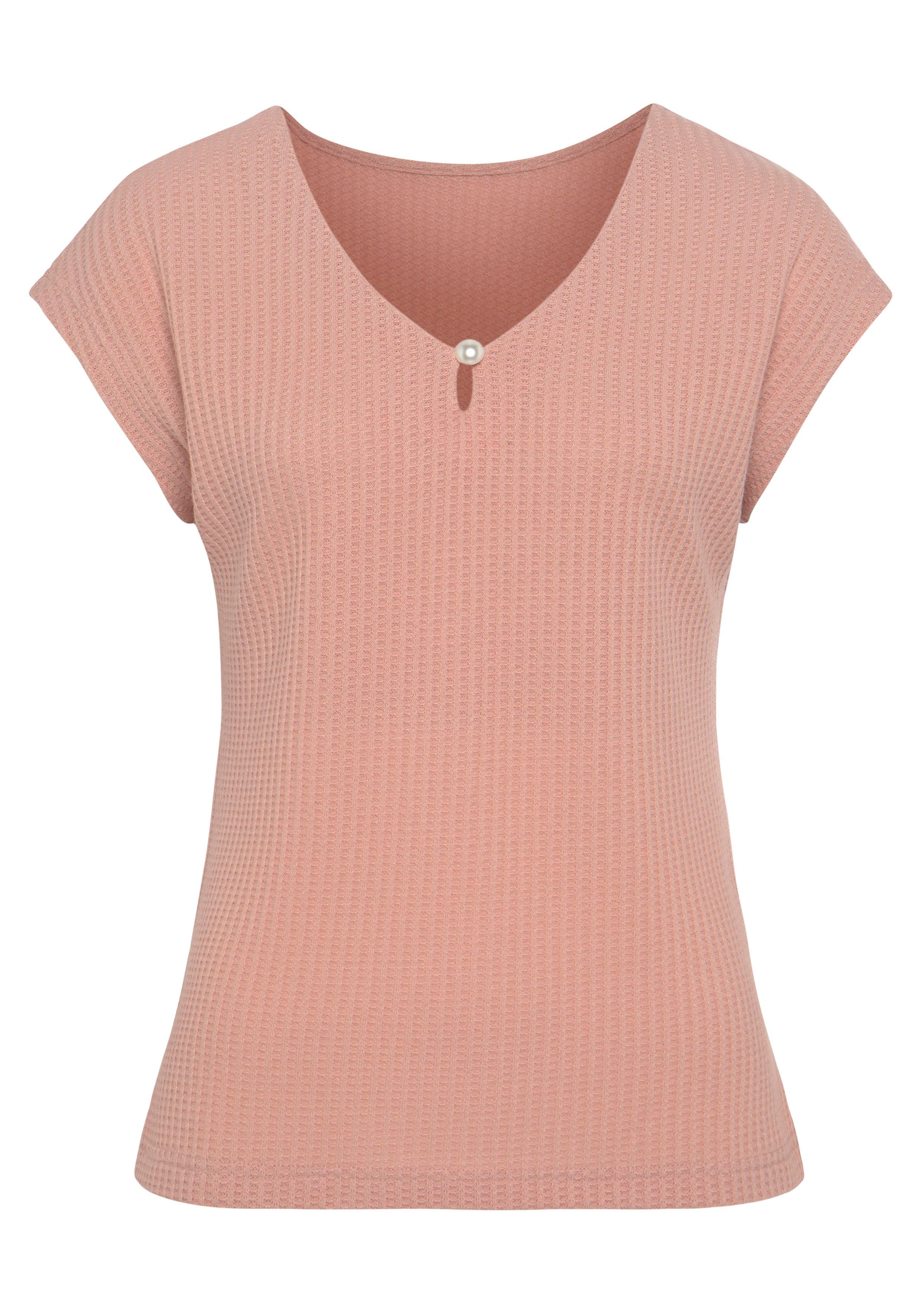 Lascana Shirt met korte mouwen Met sierkraaltje van zachte piquékwaliteit