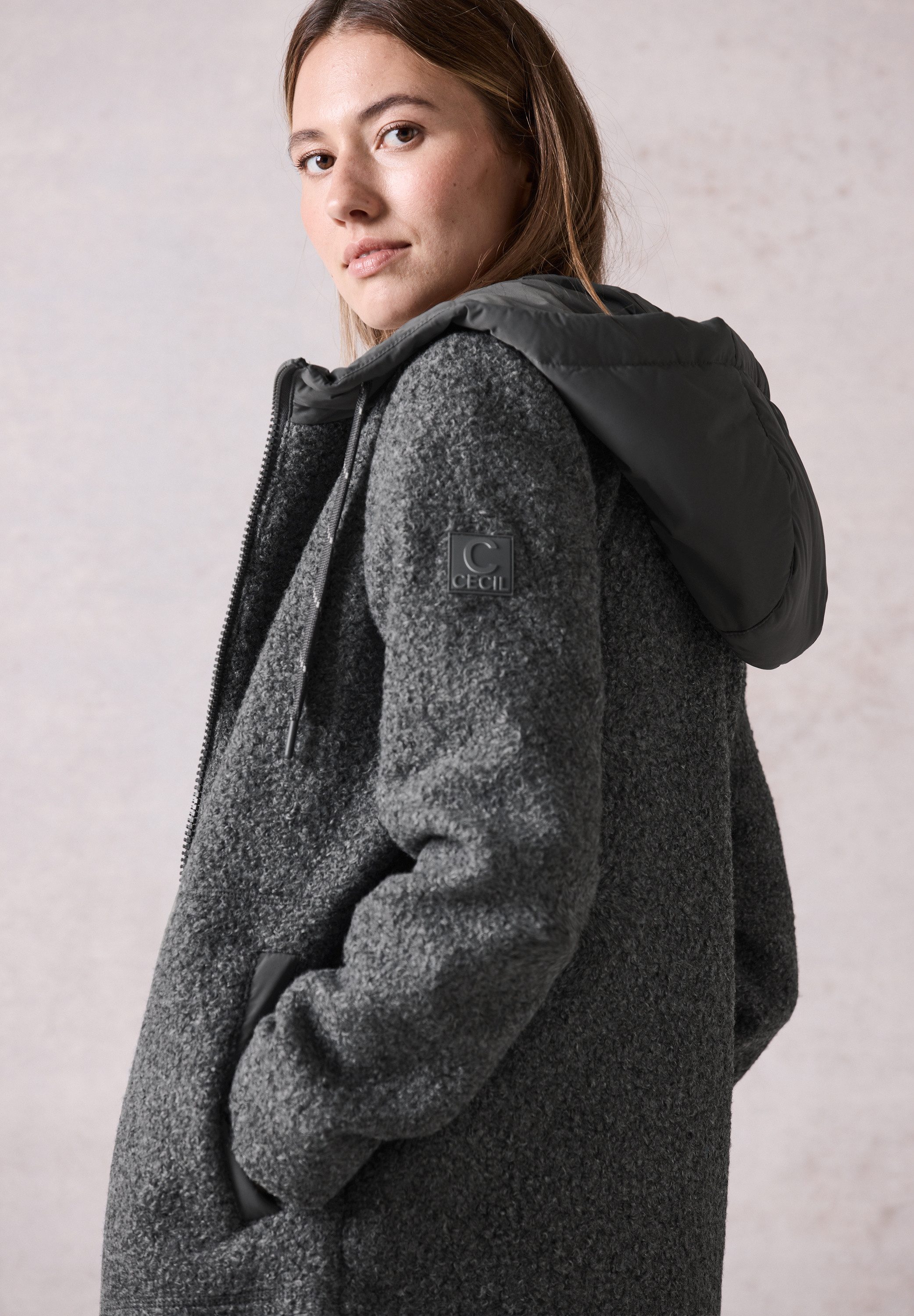 Cecil Korte jas in wol-look
