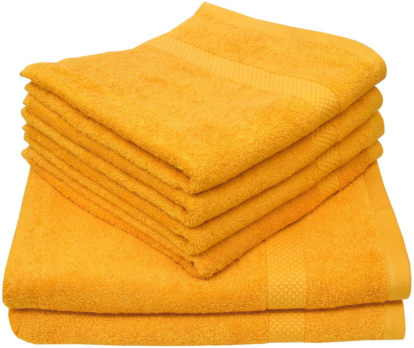 Dyckhoff Handdoekenset Planeet 4 handdoeken (50x100 cm), 2 douchehanddoeken (70x140 cm) (set, 6-delig) handdoeken geel