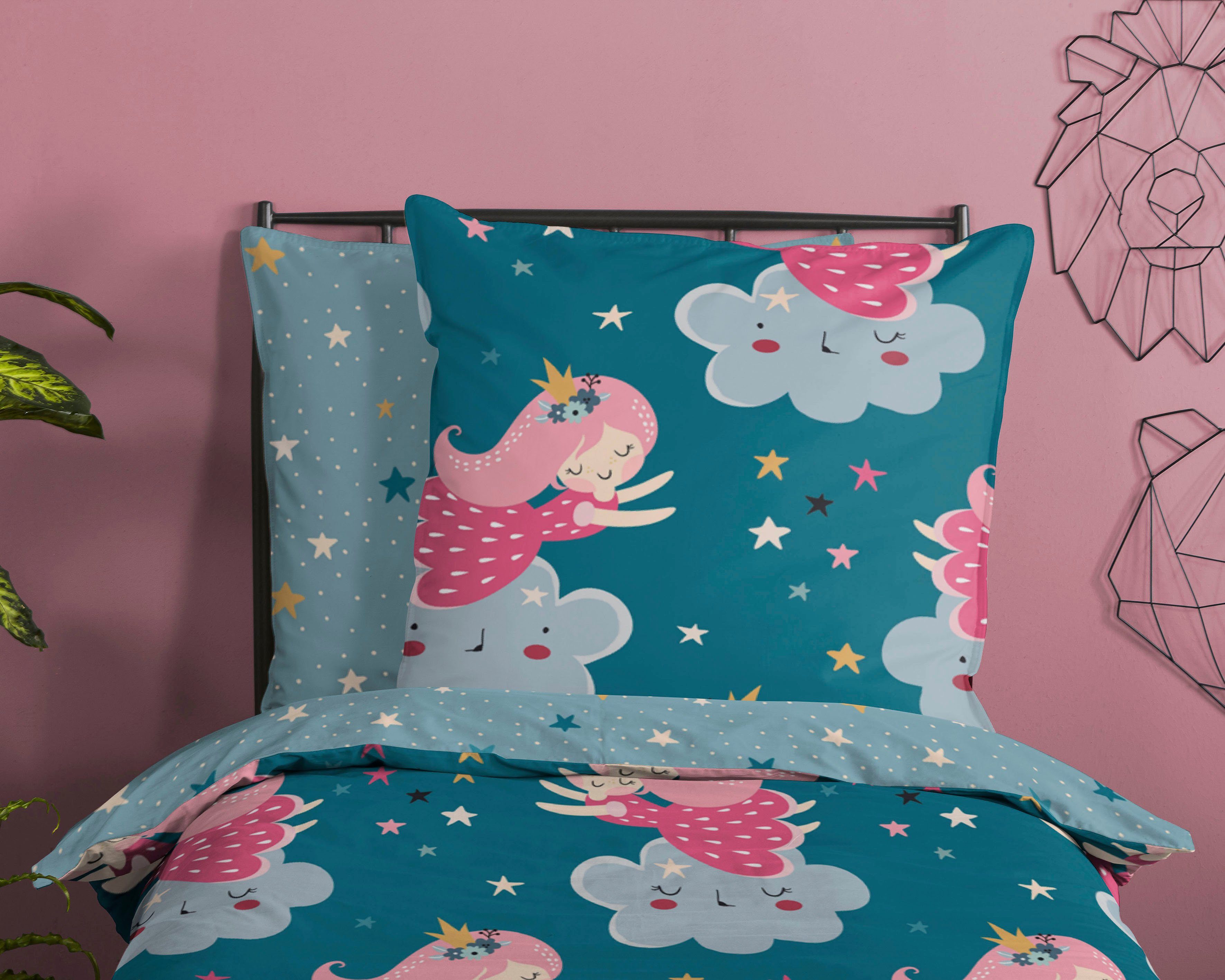 good morning Kinderovertrekset Princesse Katoen, 135x200, Rits, Omkeerbaar, Meisje, Prinses (2-delig)