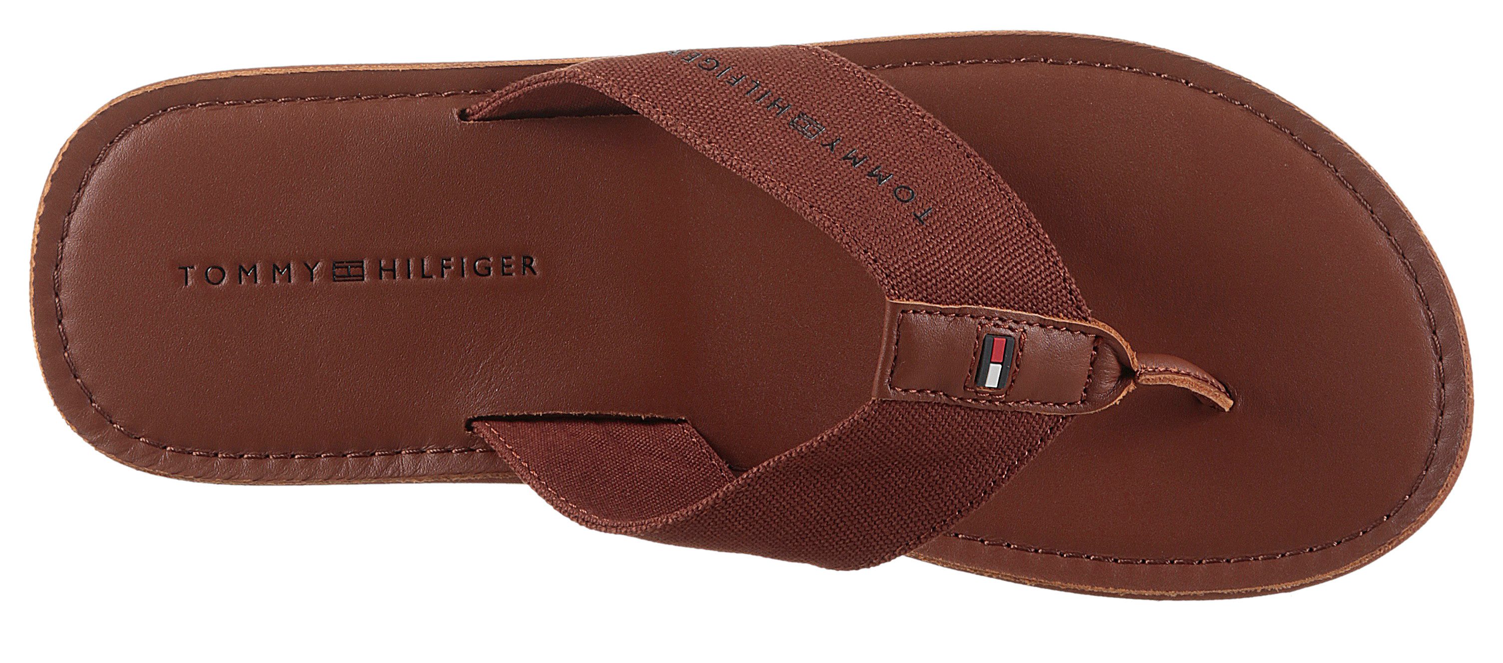 Tommy Hilfiger Teenslippers HILFIGER LEATHER BEACH SANDAL , dianette, zomerschoen, strand schoen met logo