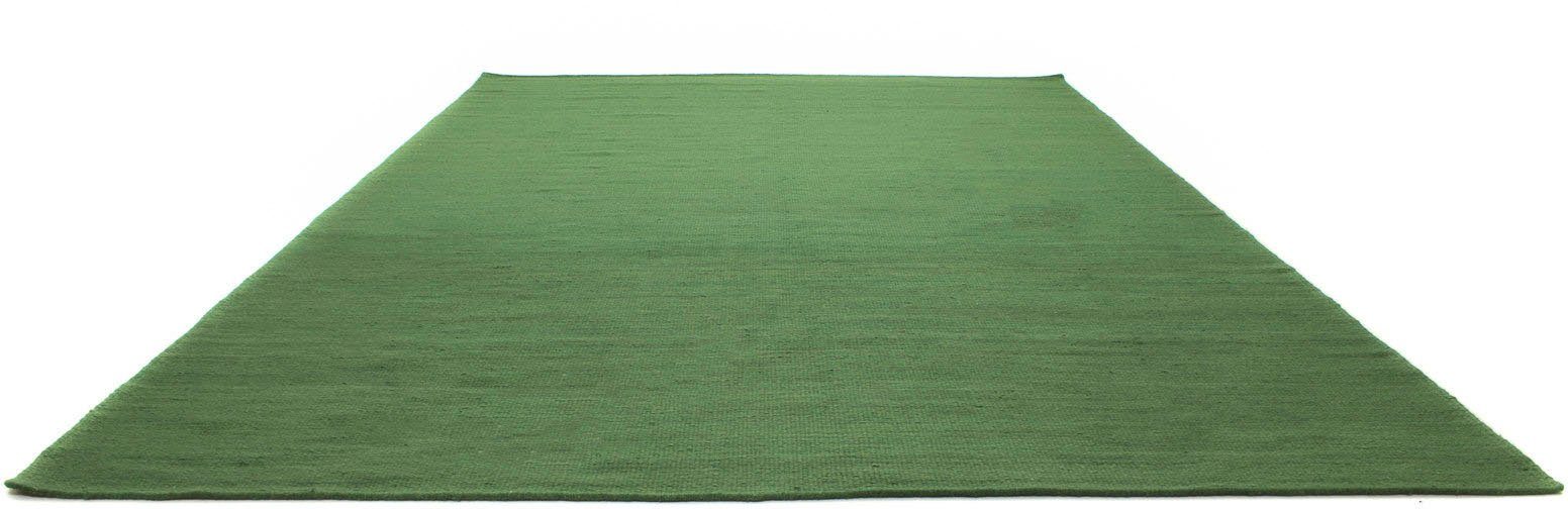 morgenland Wollen kleed KELIM FANCY UNI zuivere wol, keerbaar, uni, woonkamer wollen vloerkleden maat 170 cm x 240 cm x 7 mm groen