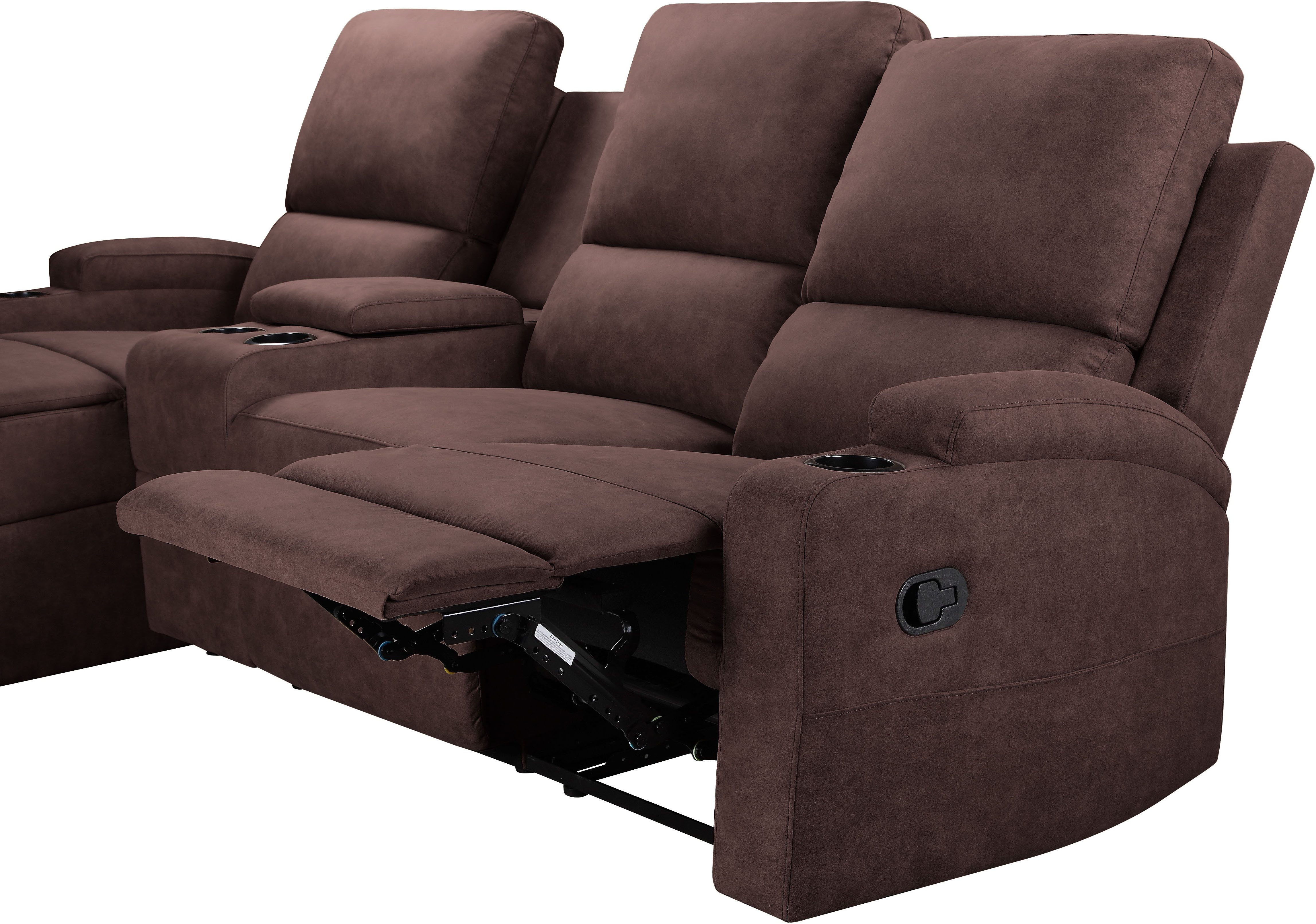 Home affaire Hoekbank Napori multimediabank, 3 bioscoopstoelen XXL, L-model, Bioscoopbank met relaxfunctie, bekerhouder, opbergvak en opbergbox