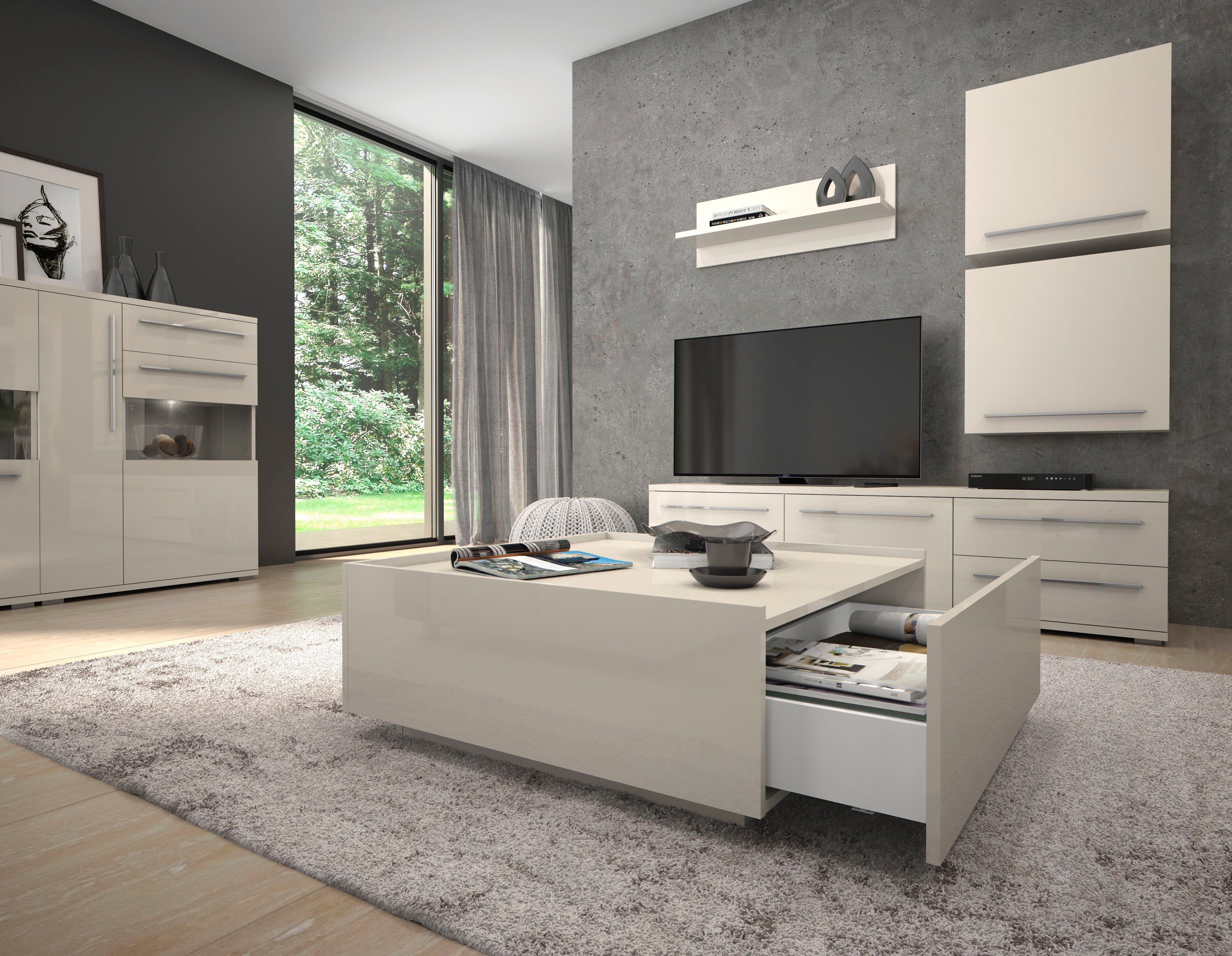 Places of Style Hangende vitrinekast Piano met en zonder glaselement, uv gelakt, soft-close, b/h:59,7/57,4 cm