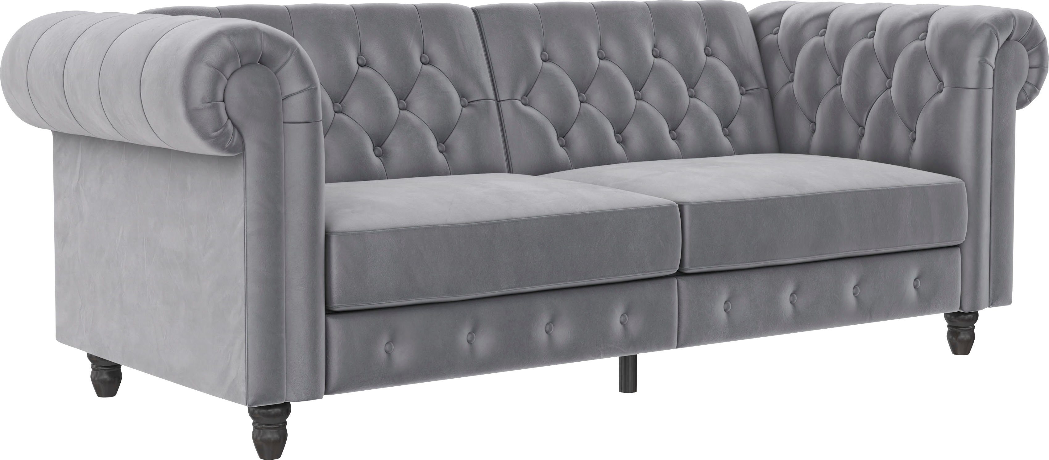 Dorel Home 3-zitsbank Felix, slaapbank 236 cm(ligoppervlak 108 x 190 cm), rugleuning 3-voudig verstelbaar, velours, kunstleer, luxe vintage microvezel
