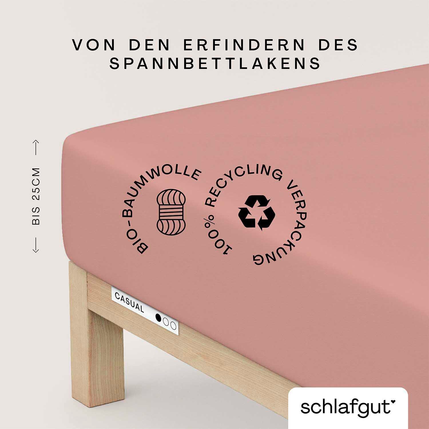 Schlafgut Hoeslaken CASUAL o.a. in maat 90x200, 140x200 of 180x200 cm, 100% katoen Dekbedovertrek voor matrassen tot 25 cm hoogte, betrouwbaar,