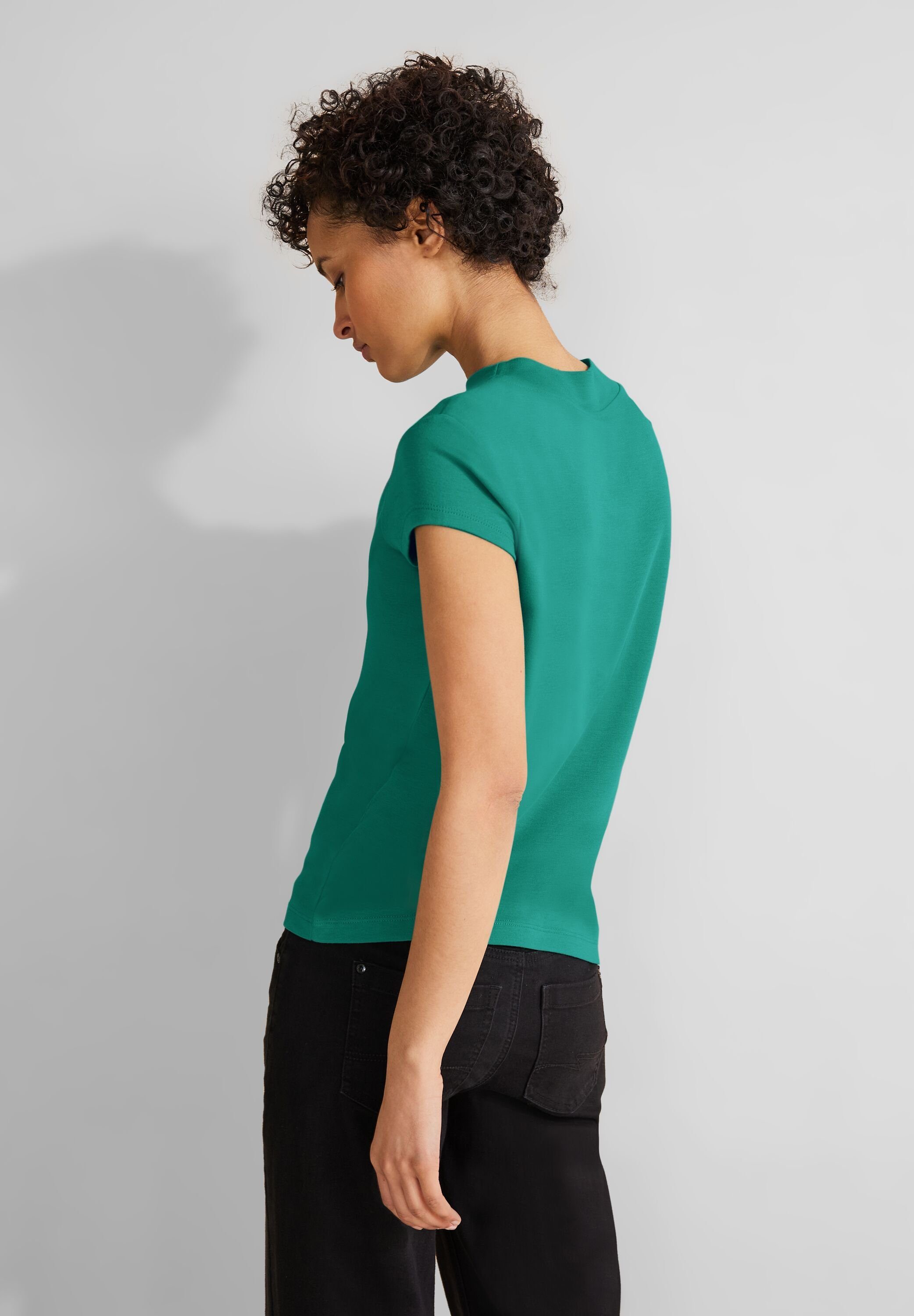STREET ONE T-shirt met opstaande kraag - turtle neck - en nauwsluitende pasvorm