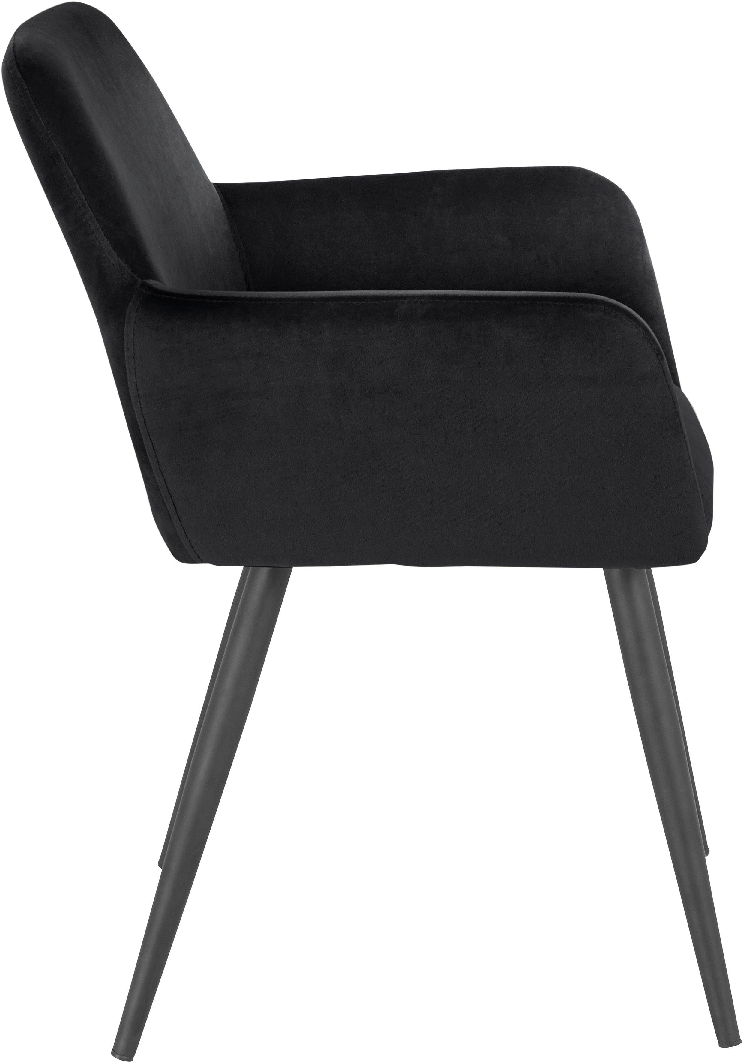 INOSIGN Stoel met armleuningen Live Bekleding in fluweel, zwart metalen frame (set, 2 stuks)
