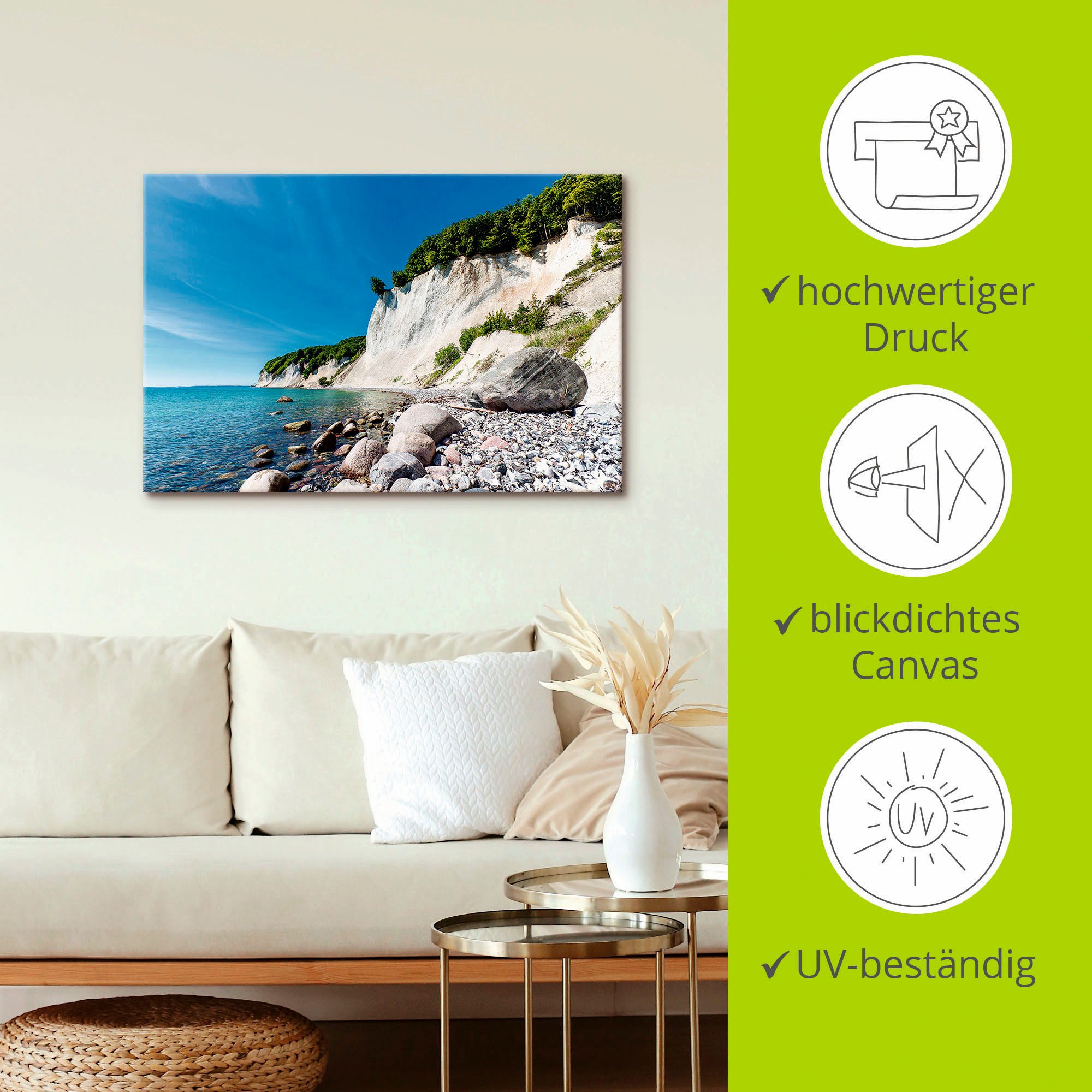Artland Artprint op linnen Krijtrotsen op het eiland Rügen 2