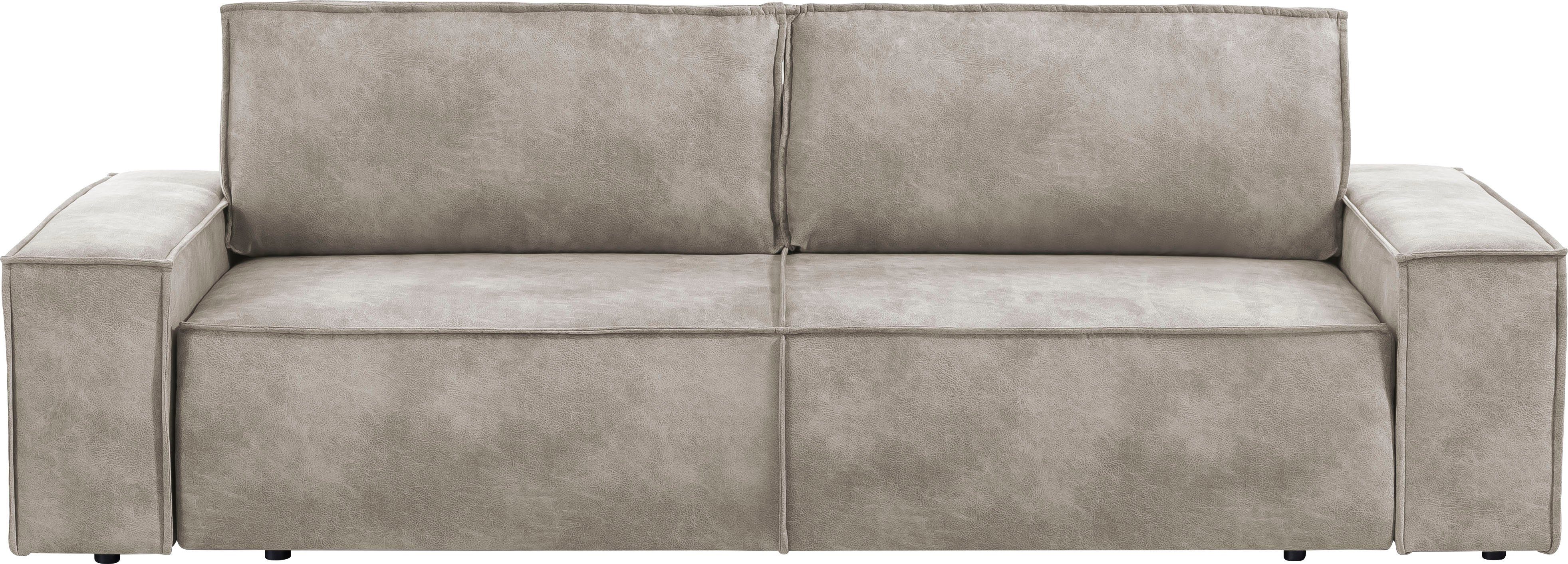 Home affaire 3-zitsbank SHERWOOD slaapbank (257 cm) ribfluweel, velours, vintage lederlook