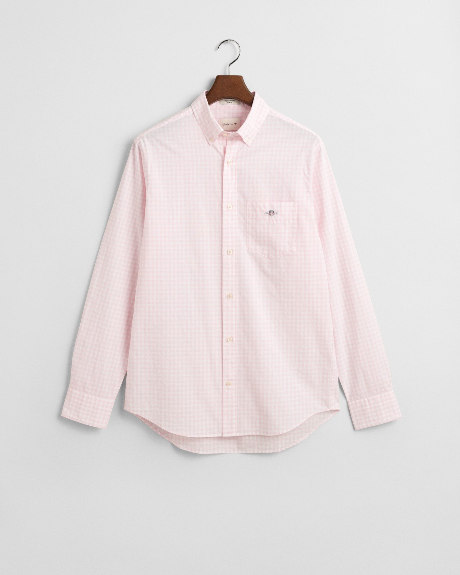 Gant Overhemd met lange mouwen REG POPLIN GINGHAM SHIRT met logoborduursel op borsthoogte
