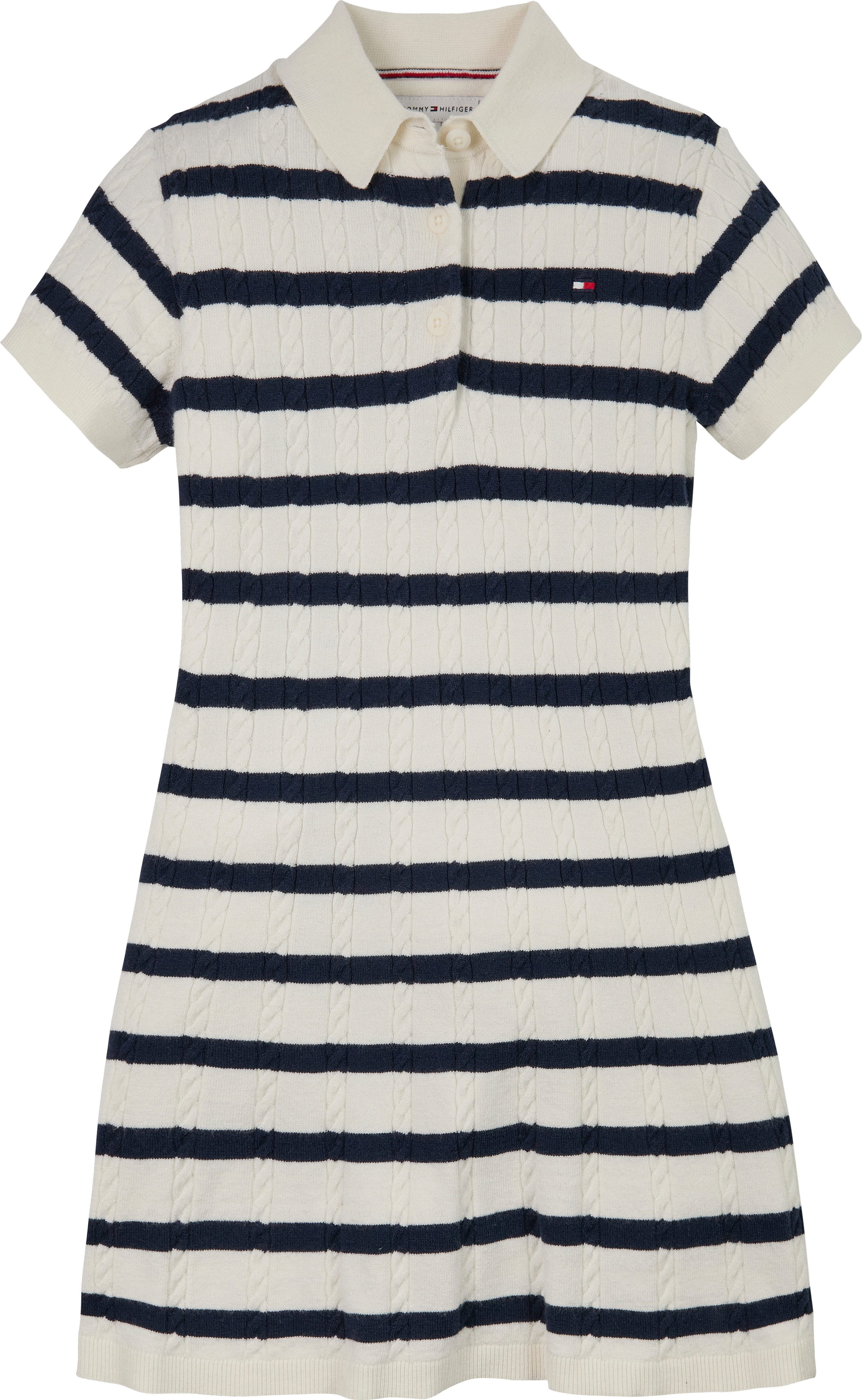 Tommy Hilfiger Gebreide jurk SWEATER DRESS SS met streeppatroon, met kabelpatroon