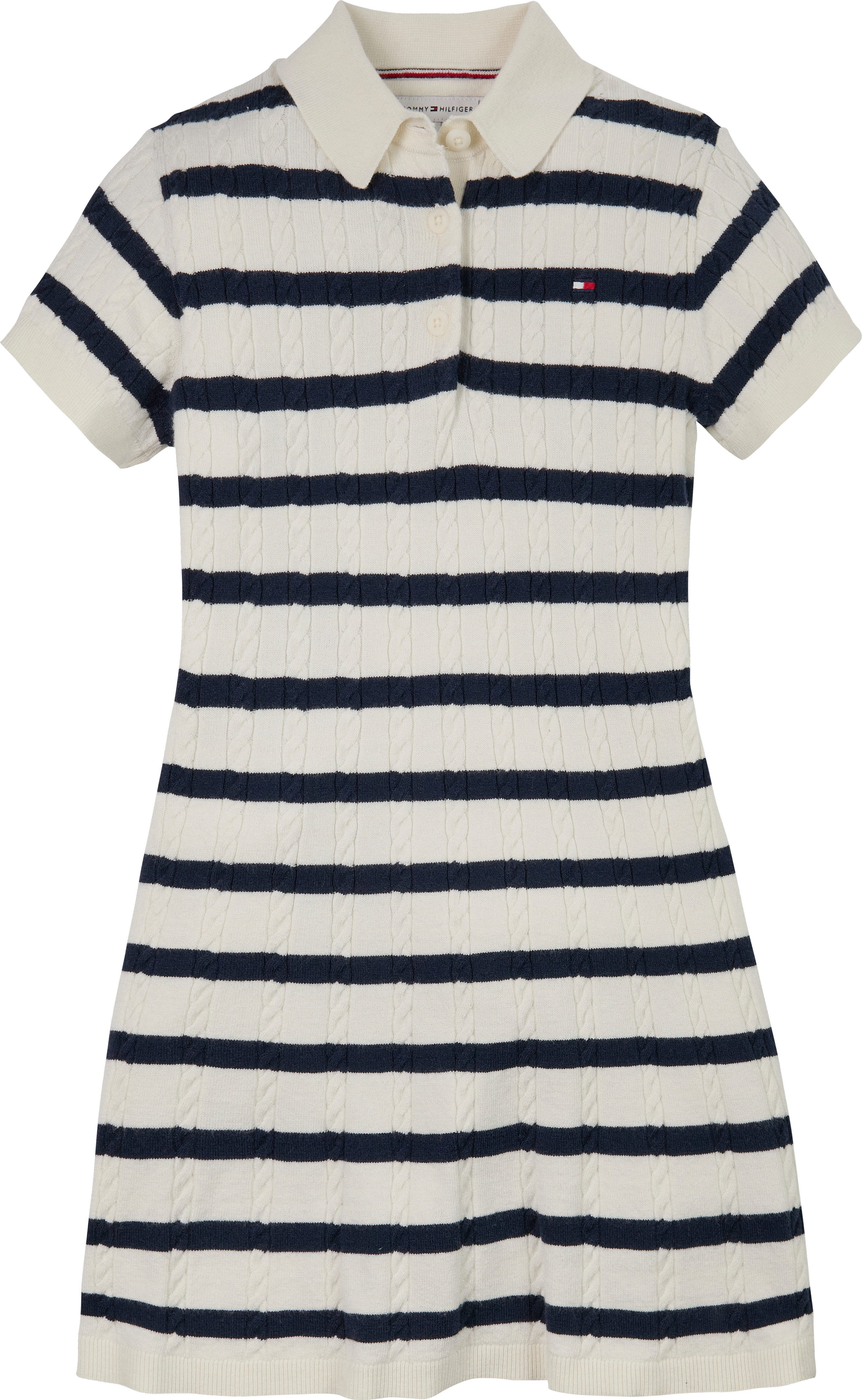 Tommy Hilfiger Gebreide jurk SWEATER DRESS SS met streeppatroon met kabelpatroon