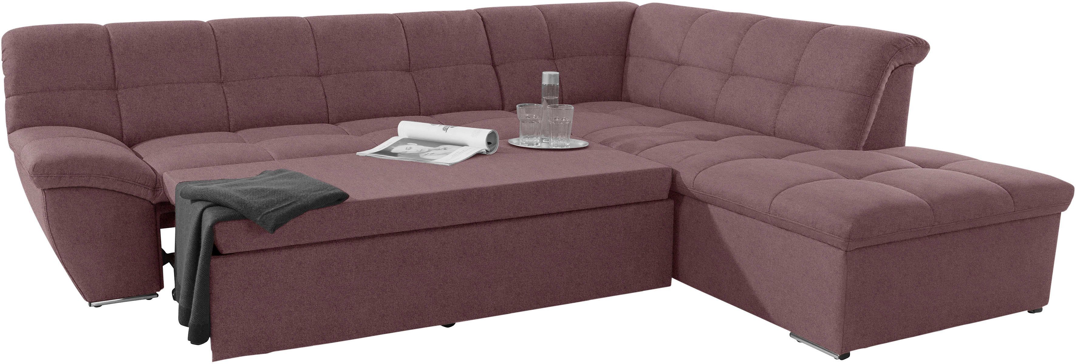 DOMO collection Hoekbank Lagoa, moderne Sitzheftung, bequem und komfortabel, L-Form naar keuze met slaapfunctie, vrij plaatsbaar, grote veelvoud aan kleuren