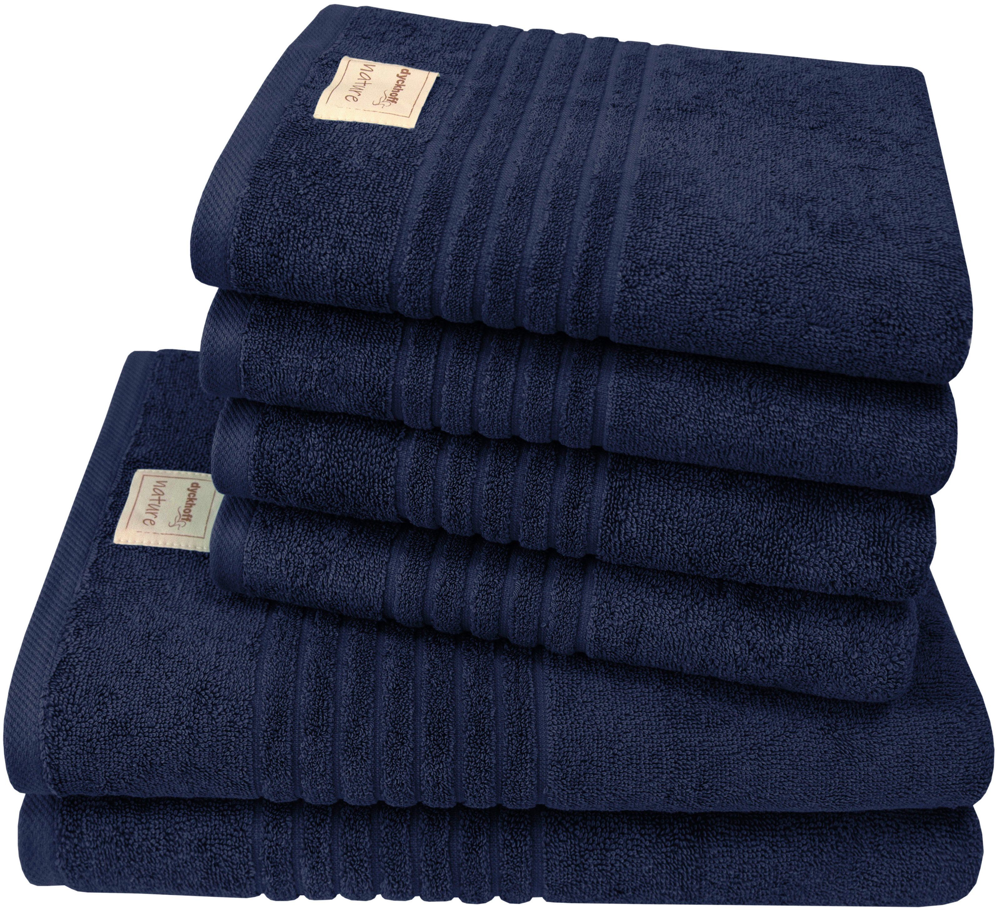 Dyckhoff Handdoekenset Naturel (set, 6 stuks) handdoeken blauw