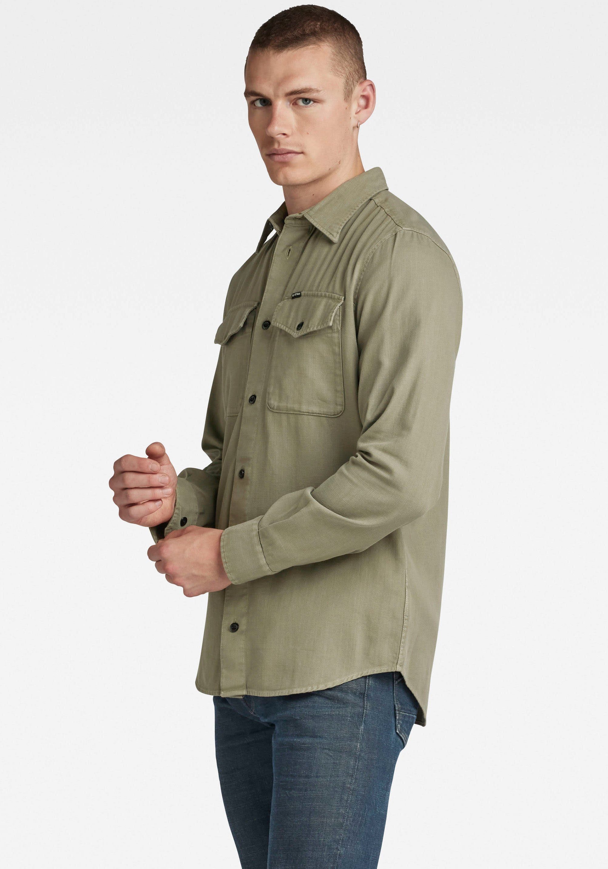 G-Star RAW Jeans overhemd Marine Slim met klepzakken