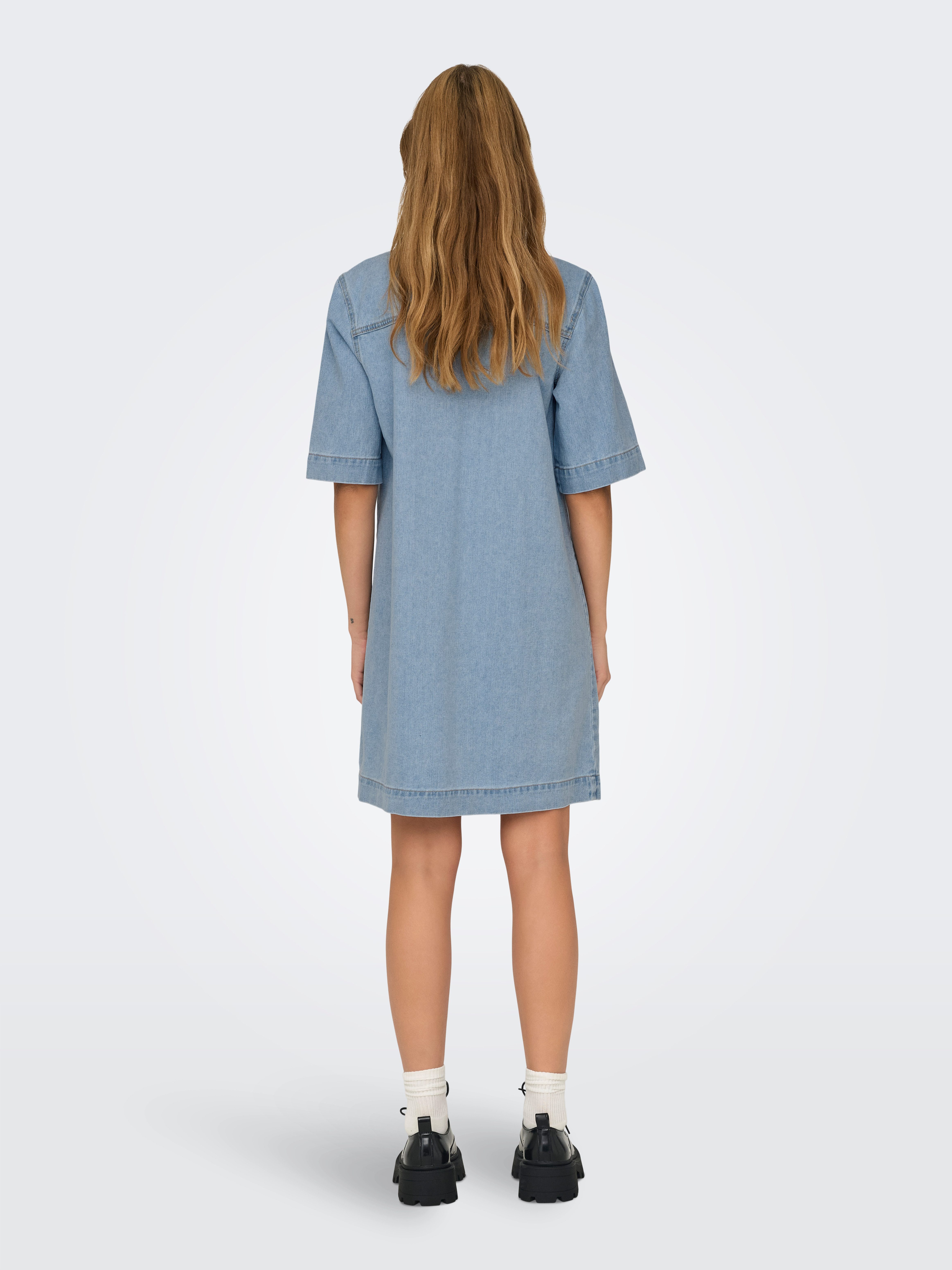 Only Jeans jurk ONLBELLE S/S BUTTON DRESS DNM GUA NOOS