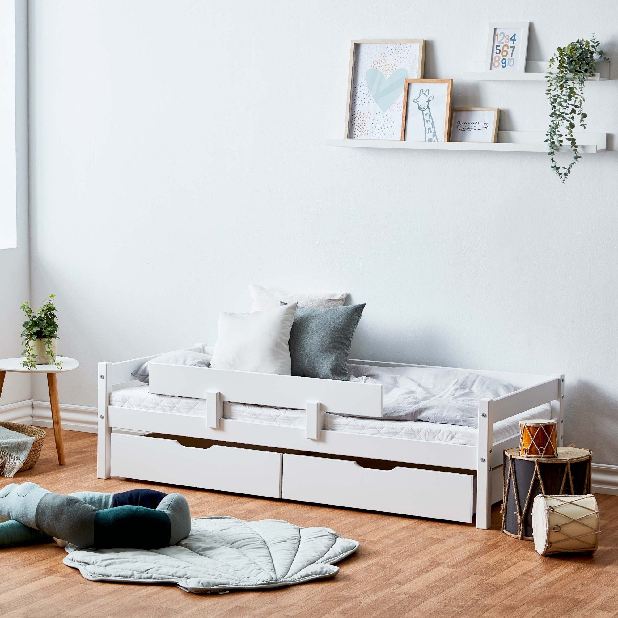 Lüttenhütt Kinderbed ECO One Kinderbed met valbeveiliging, met 2 laden