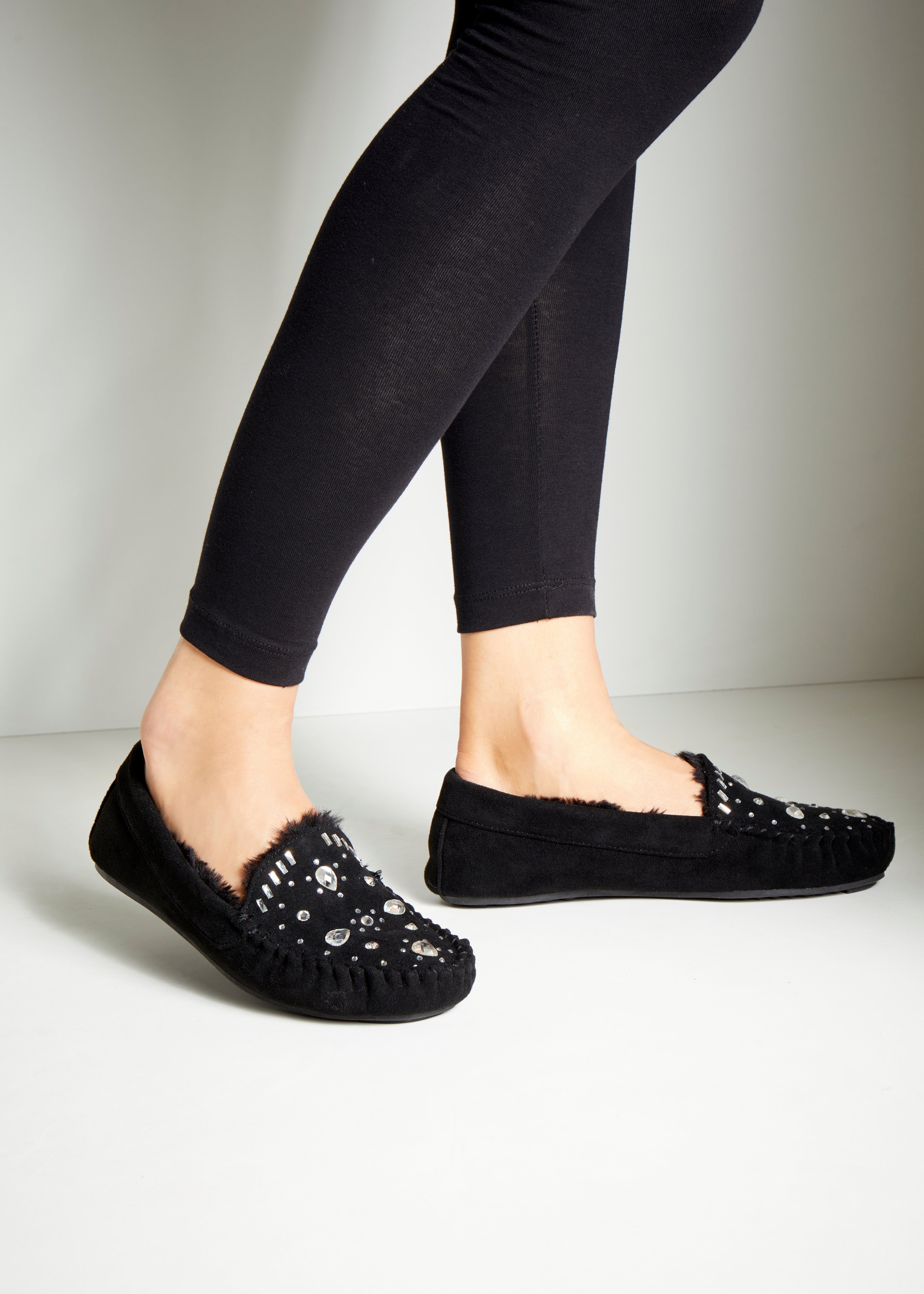 Vivance Pantoffels Pantolette, pantoffel, ballerina met siersteentjes VEGAN