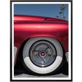 wall-art poster vintage auto rood retro oldtimer (1 stuk) multicolor