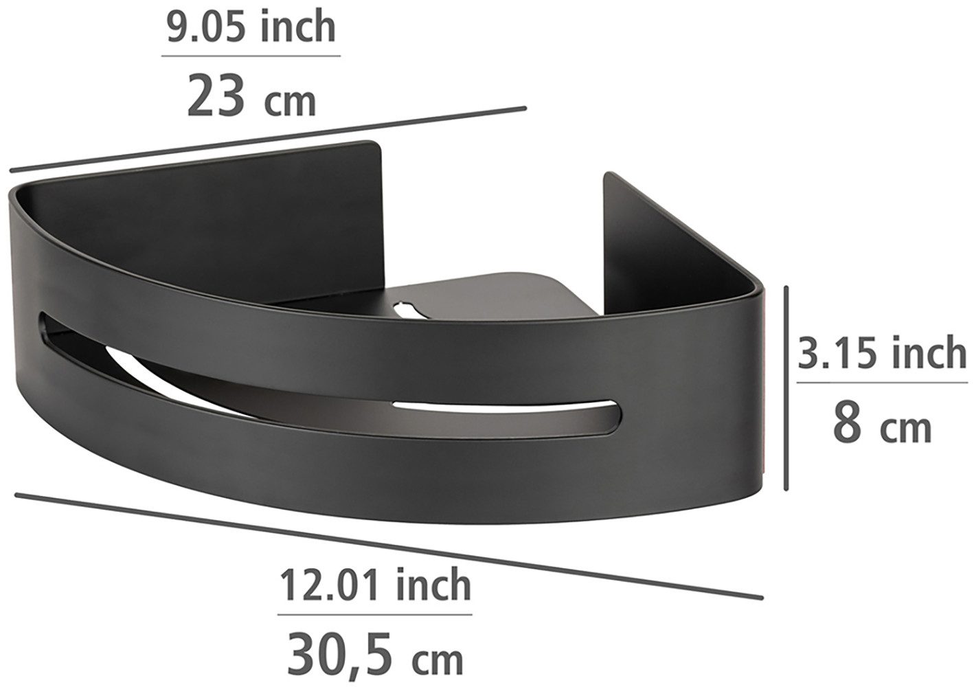 WENKO Hoekrek Turbo-Loc® model Bivio van aluminium voor shampoo, roestvrij, bevestiging zonder boren
