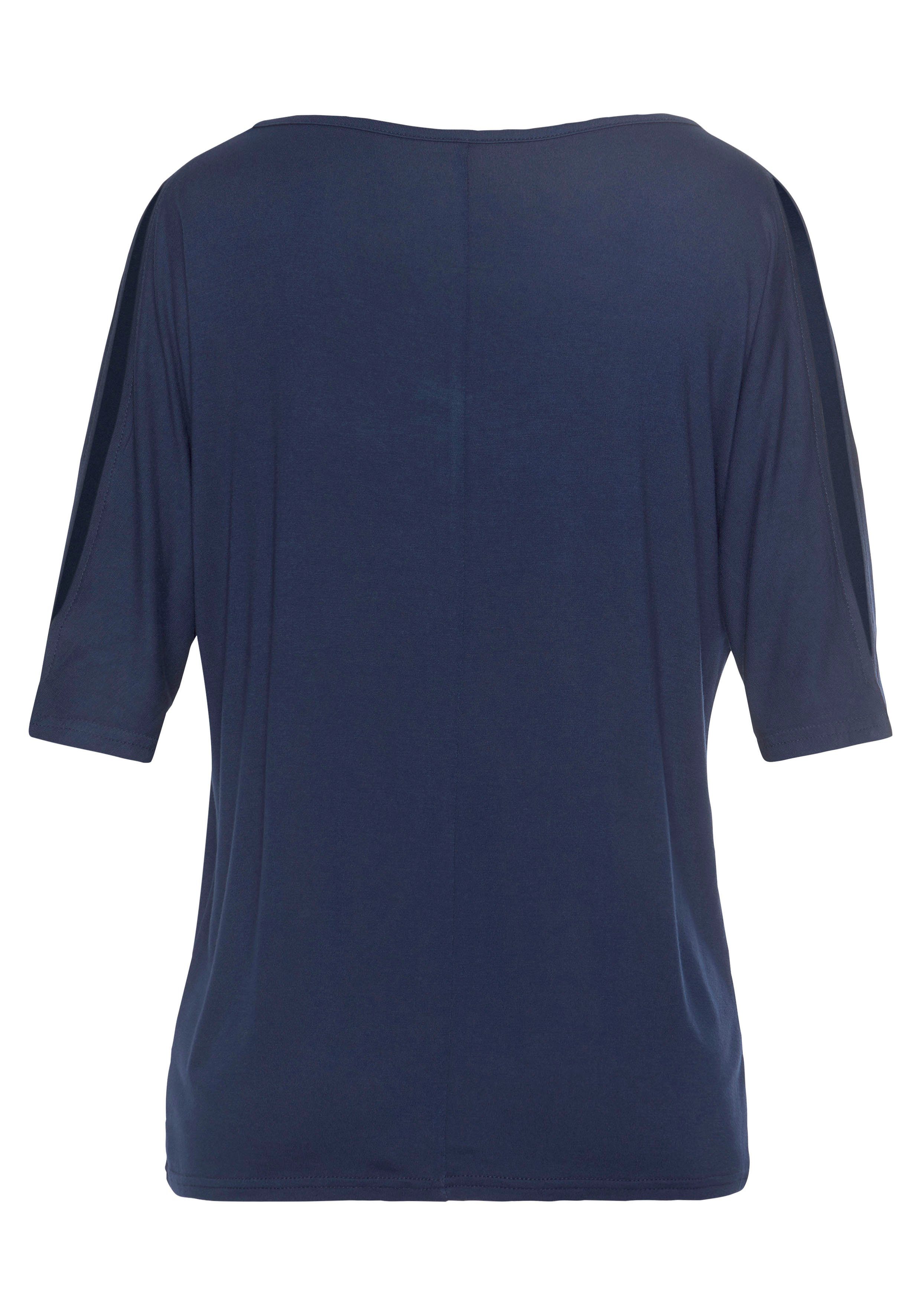 Vivance T-shirt met cut-outs bij de mouwen, shirt met korte mouwen en v-hals, casual