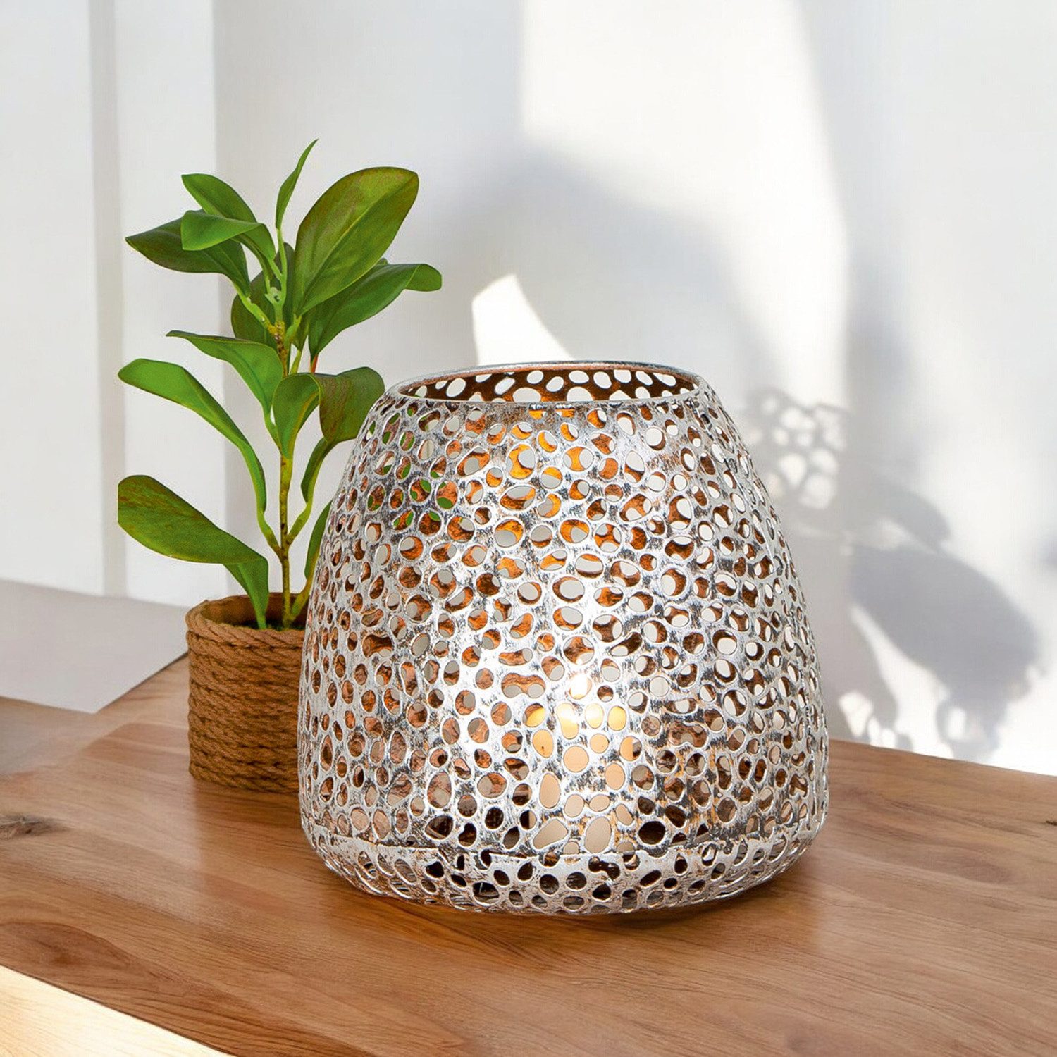 Casablanca by Gilde Windlicht Chico antik-silber (1 stuk)