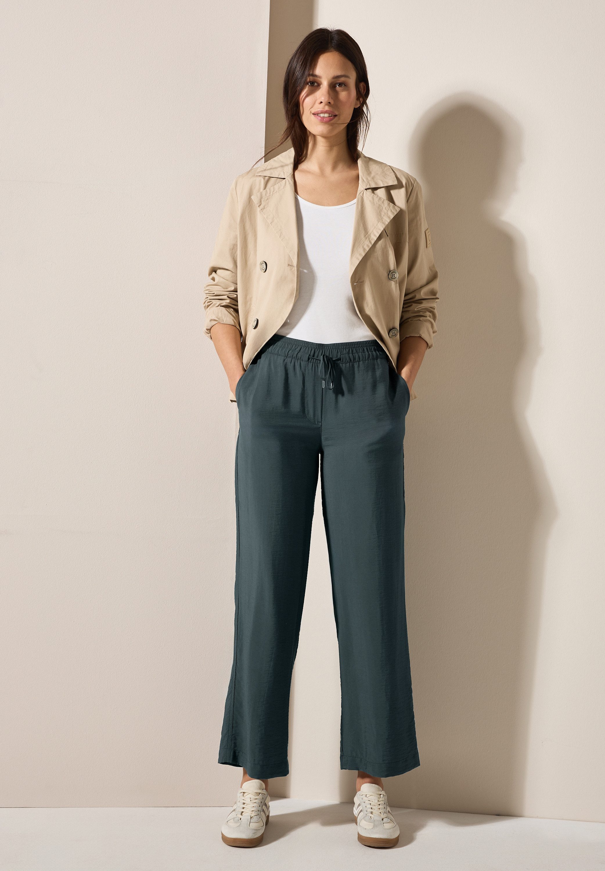 Cecil Stoffen broek Style Neele elastische band met rijgkoord