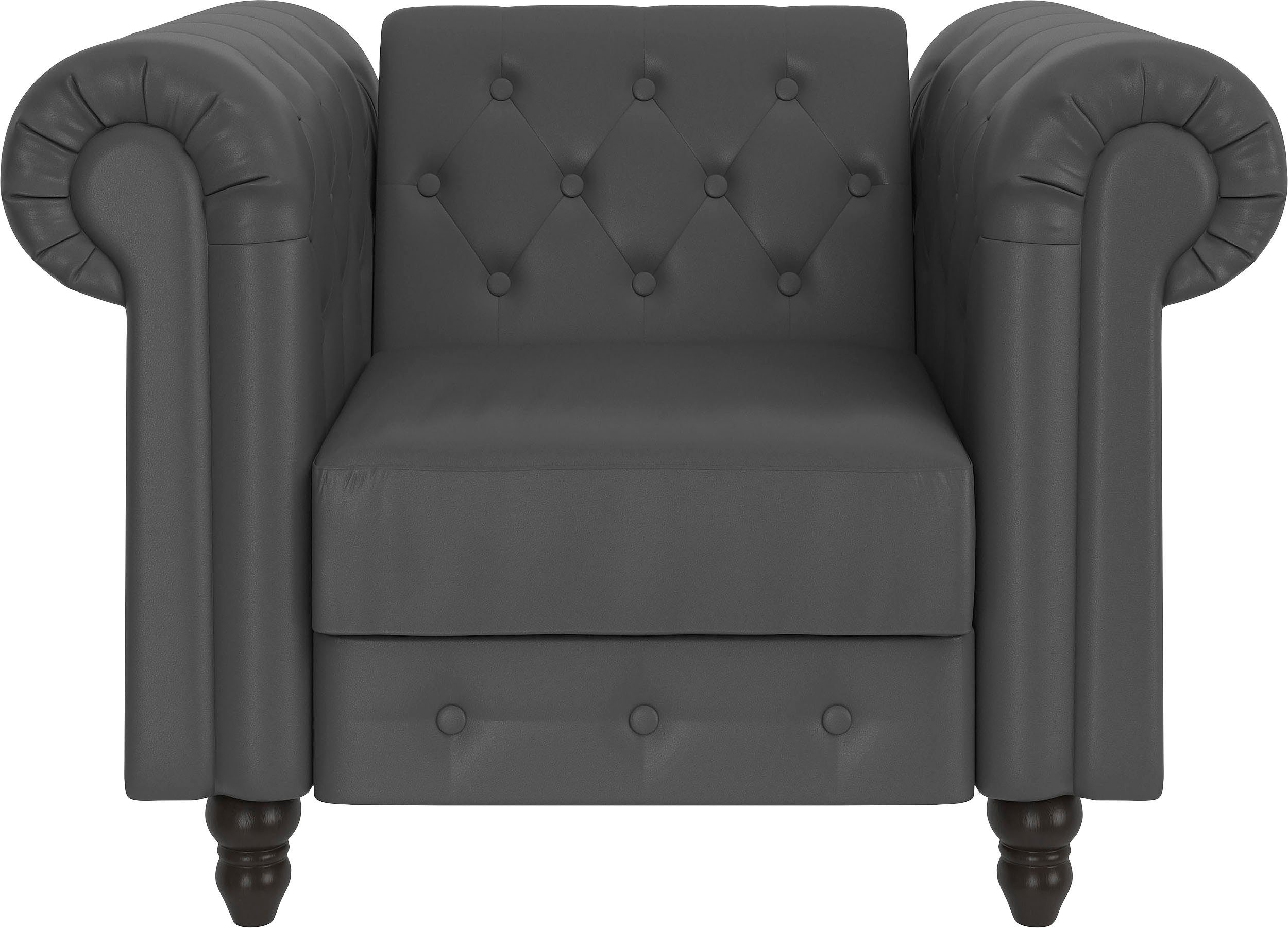 Dorel Home Chesterfield-fauteuil Felix met rugleuning 3-voudig verstelbaar, benen massief hout, zithoogte 46 cm
