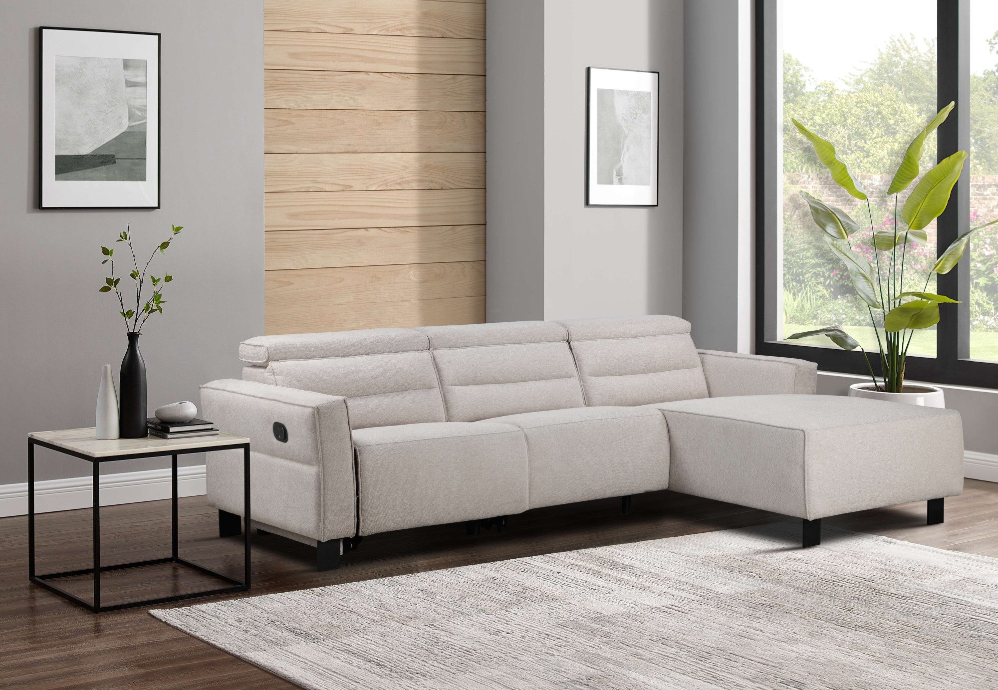 Places of Style Hoekbank Carpari, L-vorm, 263 cm, handmatige of elektrische relaxfunctie