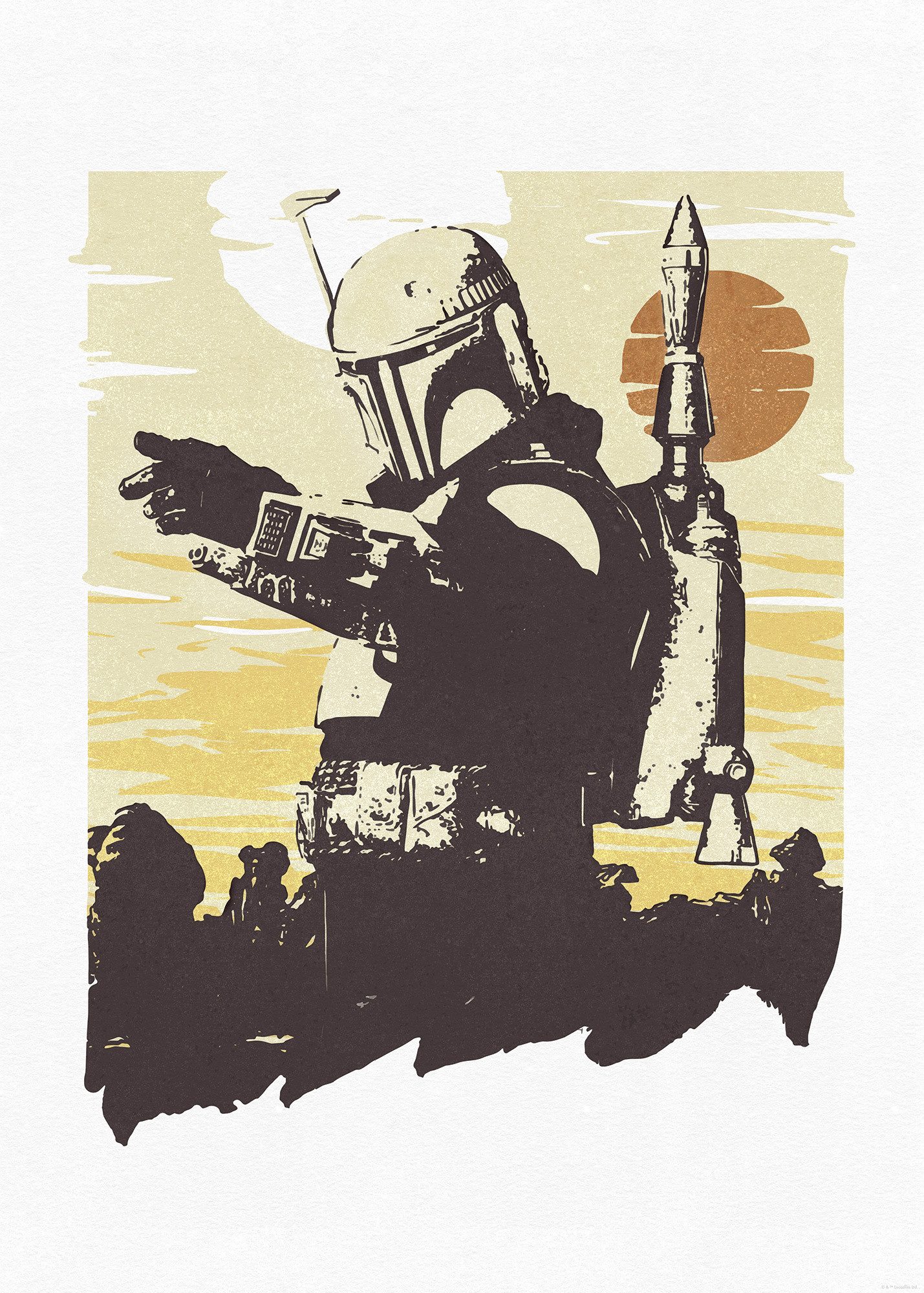 Komar Artprint Star Wars Boba Fett Illustration Target 50 x 70 cm (breedte x hoogte) - kinderkamer, wandsticker (1 stuk)