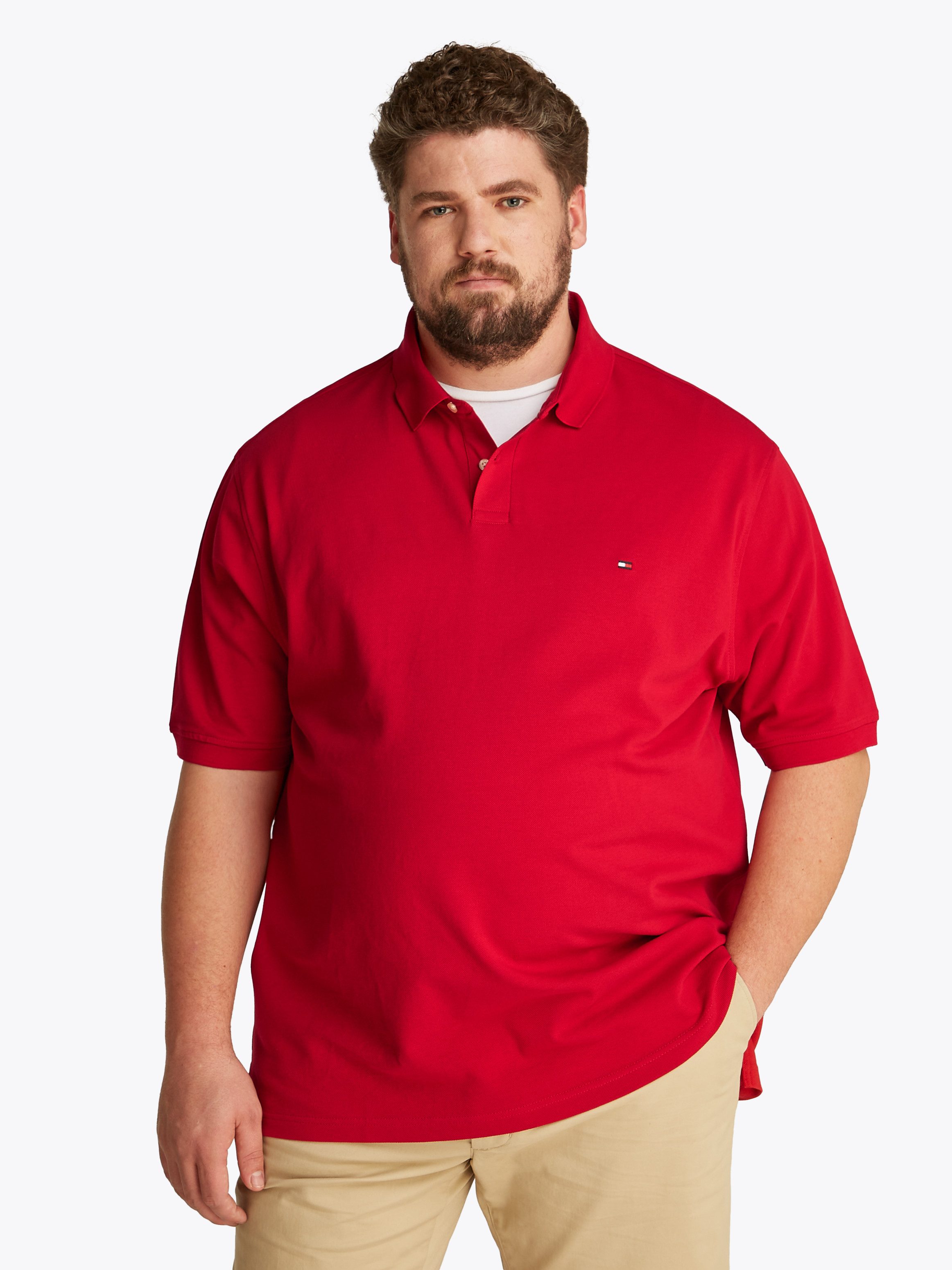 Tommy Hilfiger Poloshirt BT-1985 REGULAR POLO-B heren poloshirts maat 5XL rood