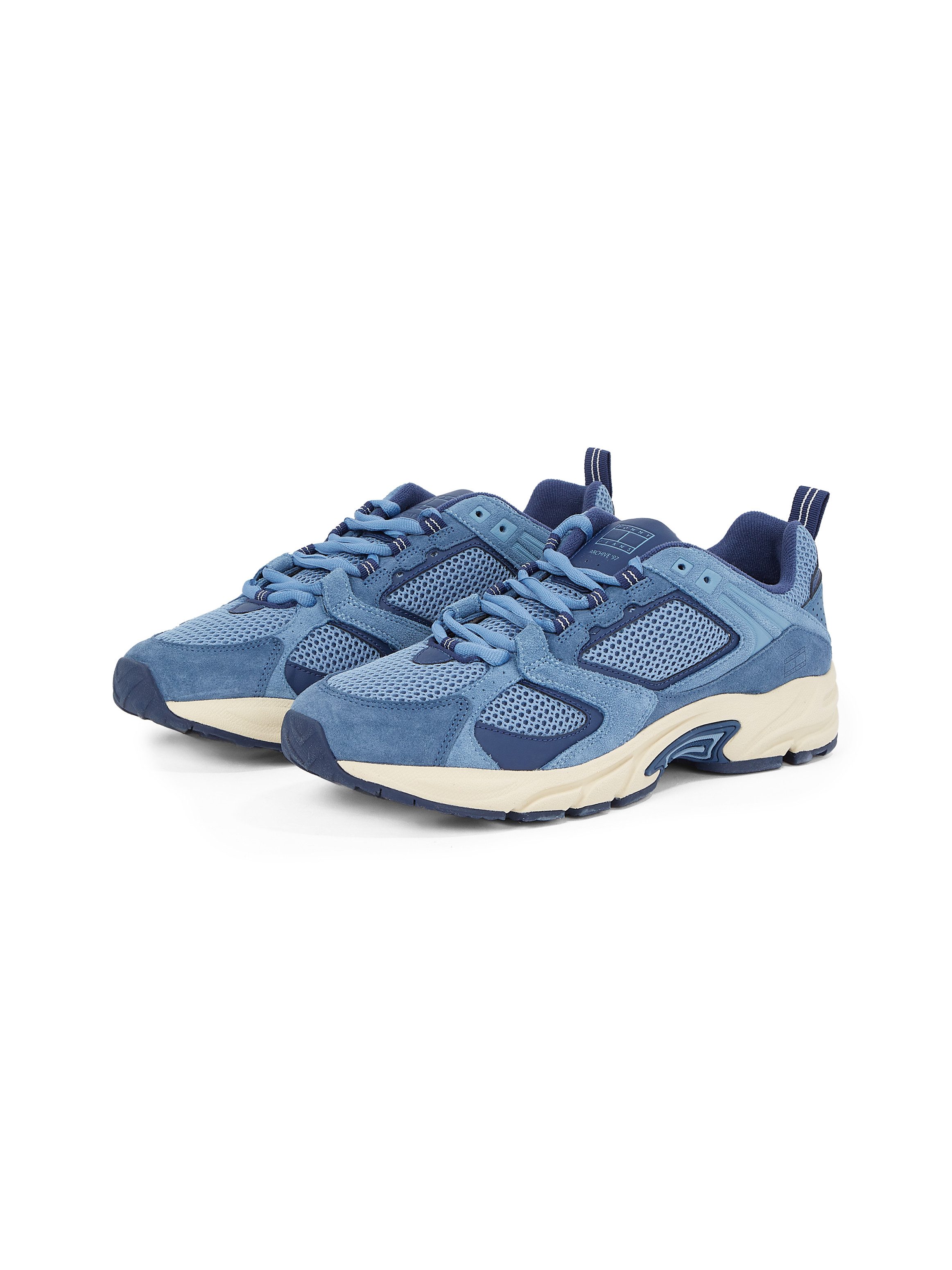 TOMMY JEANS Sneakers met sleehak ARCHIVE'97 , vrijetijdsschoen, halfschoen, veterschoen in lichte materiaalmix