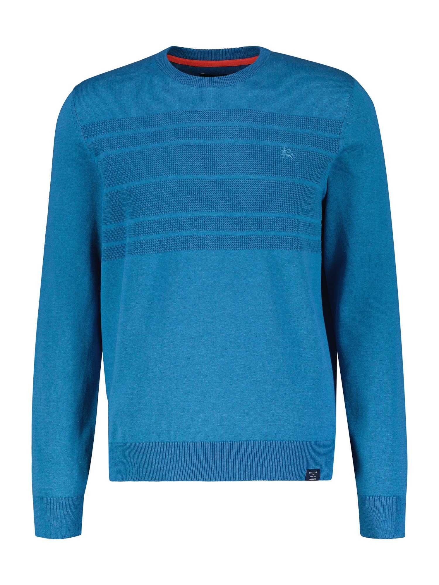 Lerros Gebreide trui LERROS breipullover, tonale strepen heren truien maat S blauw