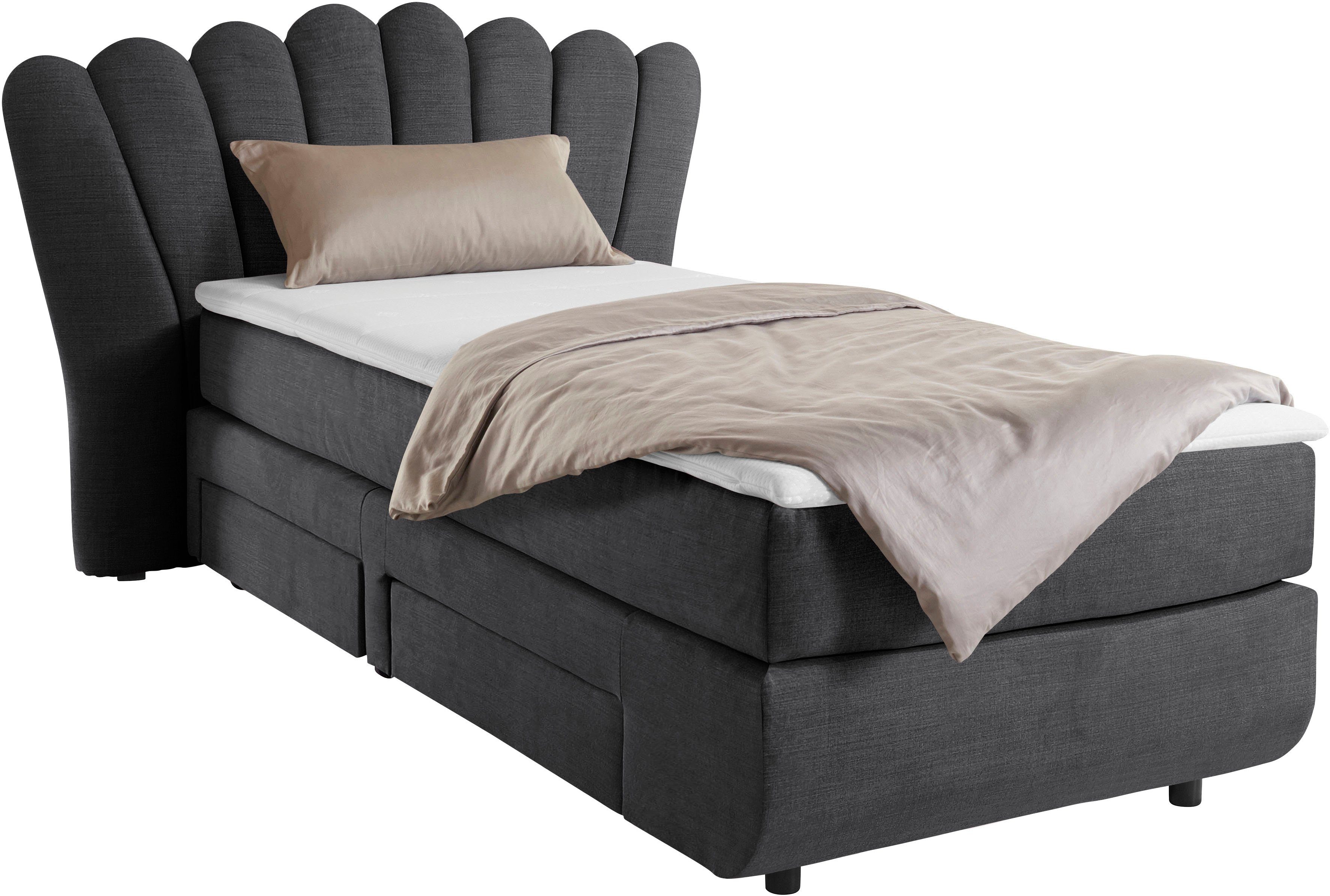 Leonique Boxspring Fleurir Breedte 90 cm- met praktische laden! Topmatras inclusief! In 3 verschillende ligbreedtes: 90, 140 en 180 cm.