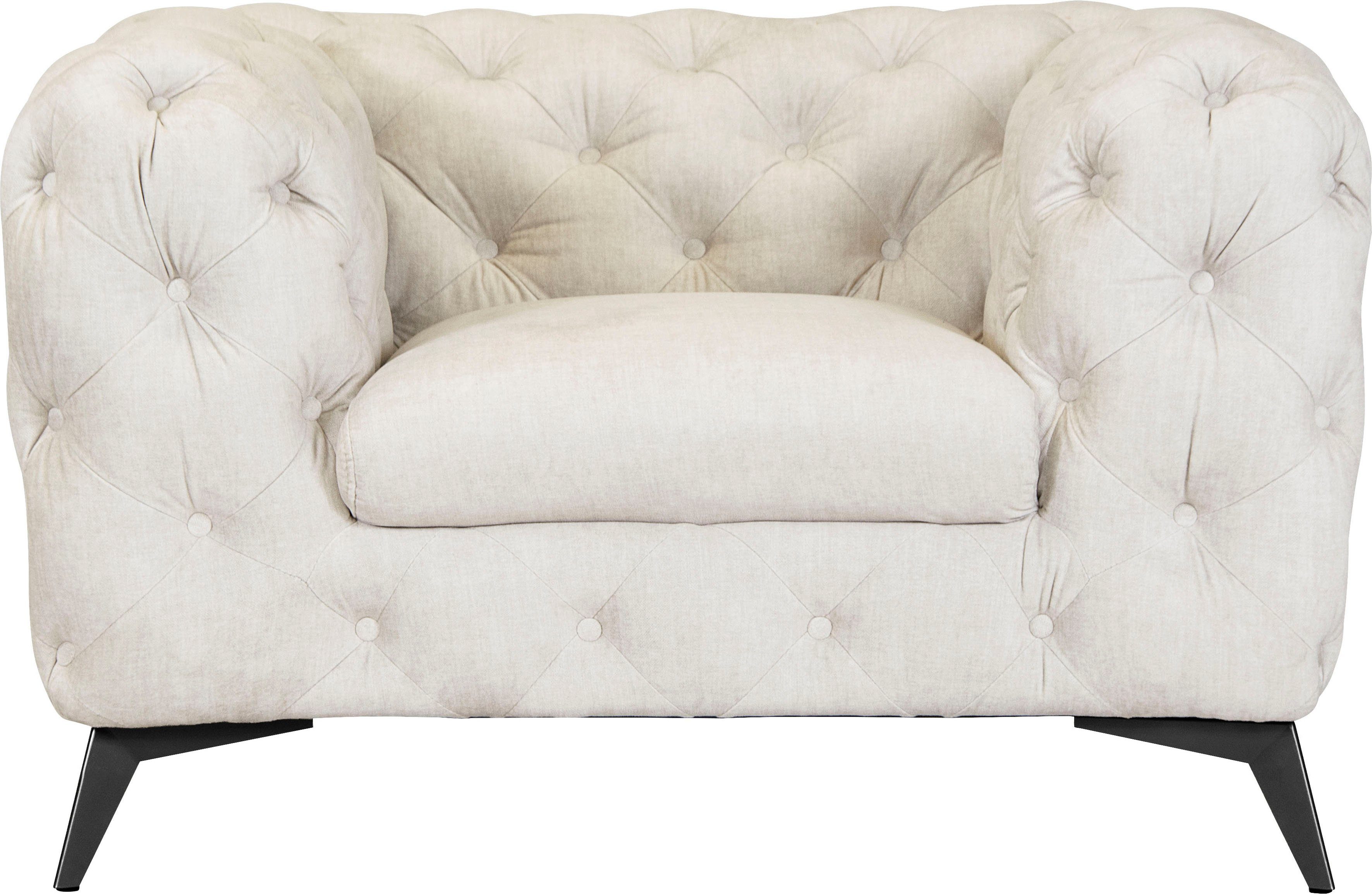 leonique chesterfield-fauteuil glynis luxueuze capitonnage, moderne chesterfield look, kleur van de poten ter keuze beige