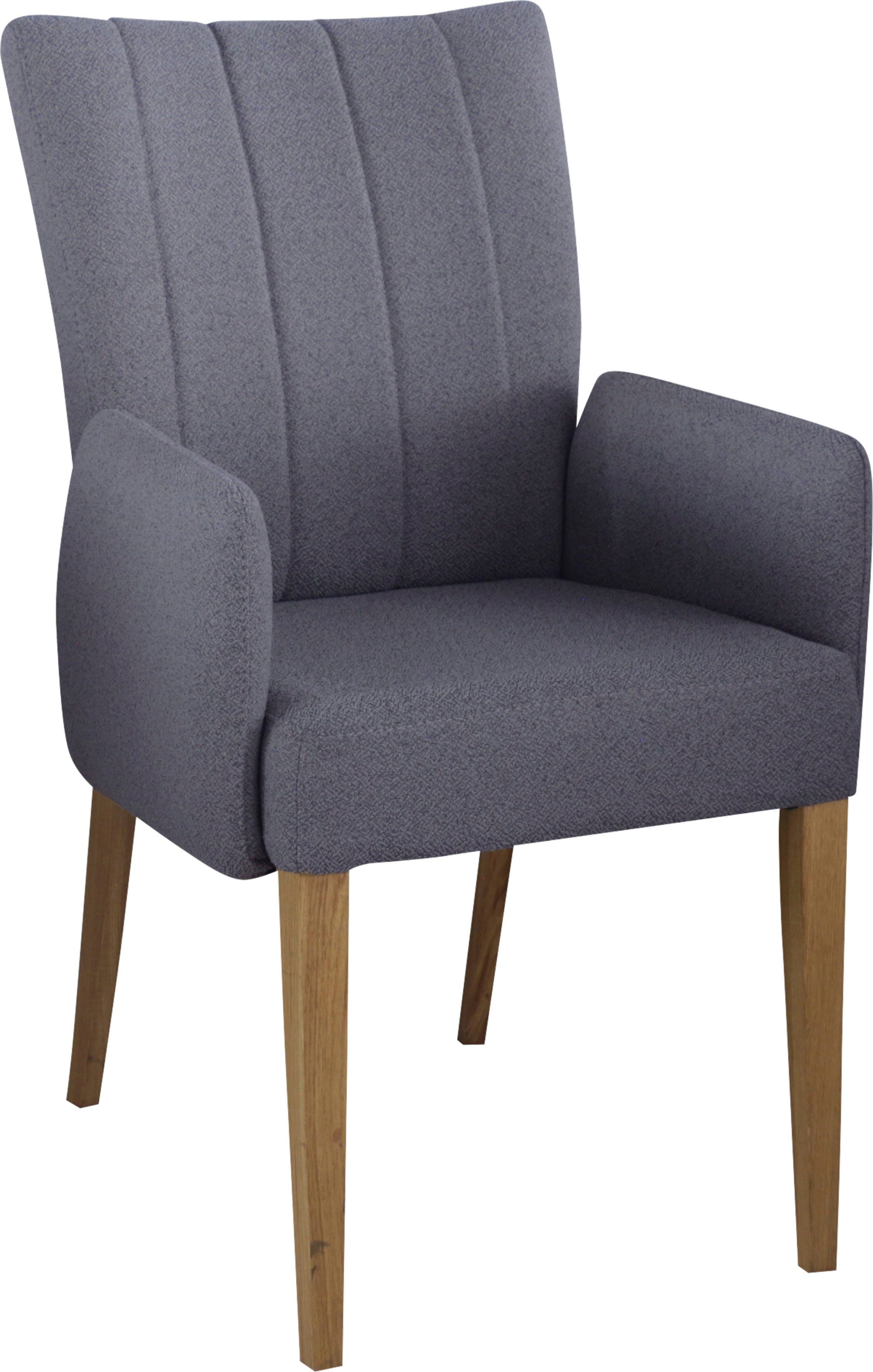 Home affaire Stoel met armleuningen Dia Frame massief eiken geolied 4 poot stoelen grijs