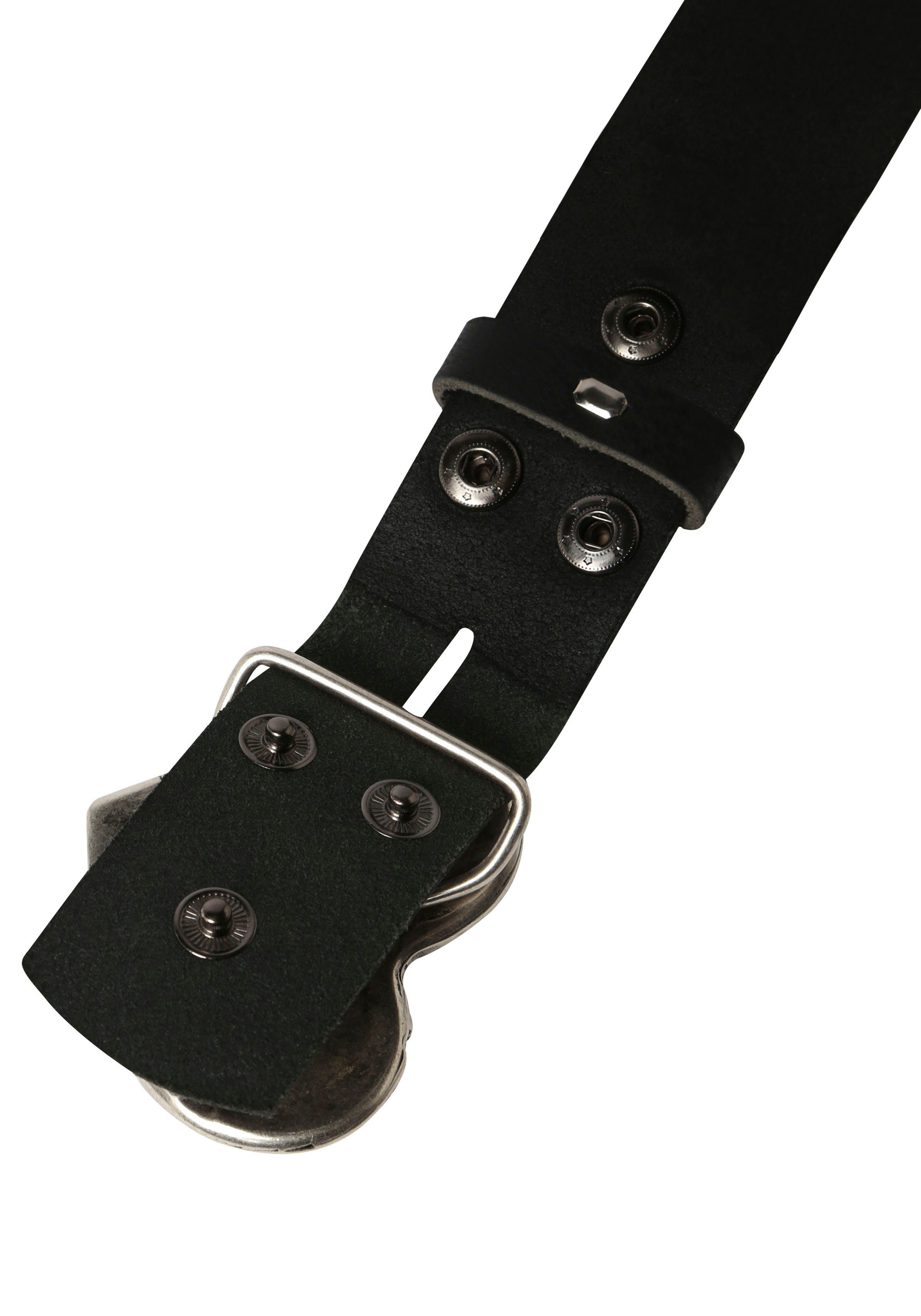 RETTUNGSRING by showroom 019° Leren riem "waterbuffel zwart", met verwisselbare gesp "rozenhart half"