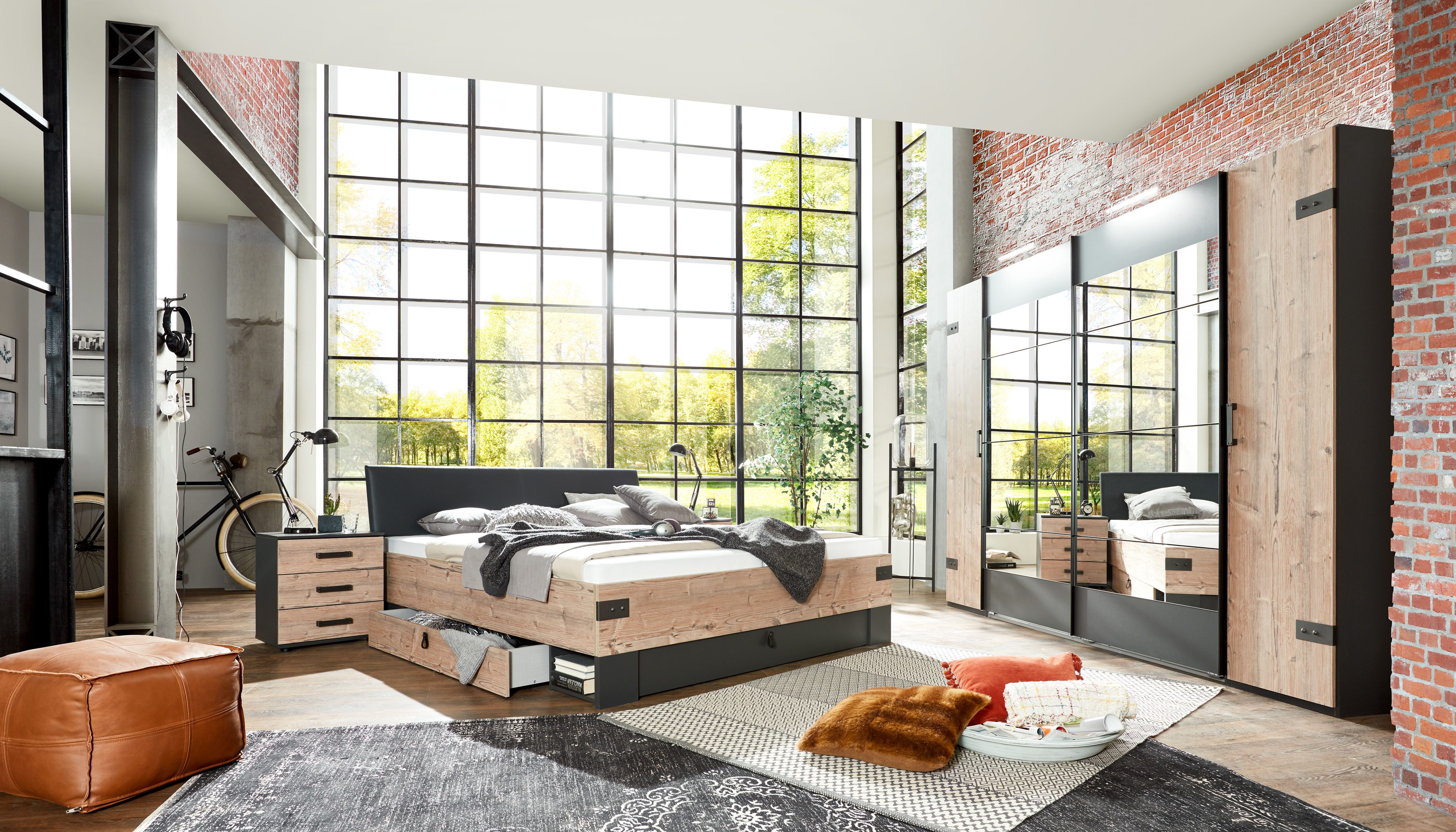 Wimex Schuifdeurkast Stockholm, slaapkamerkast met industriële look, rustieke uitstraling