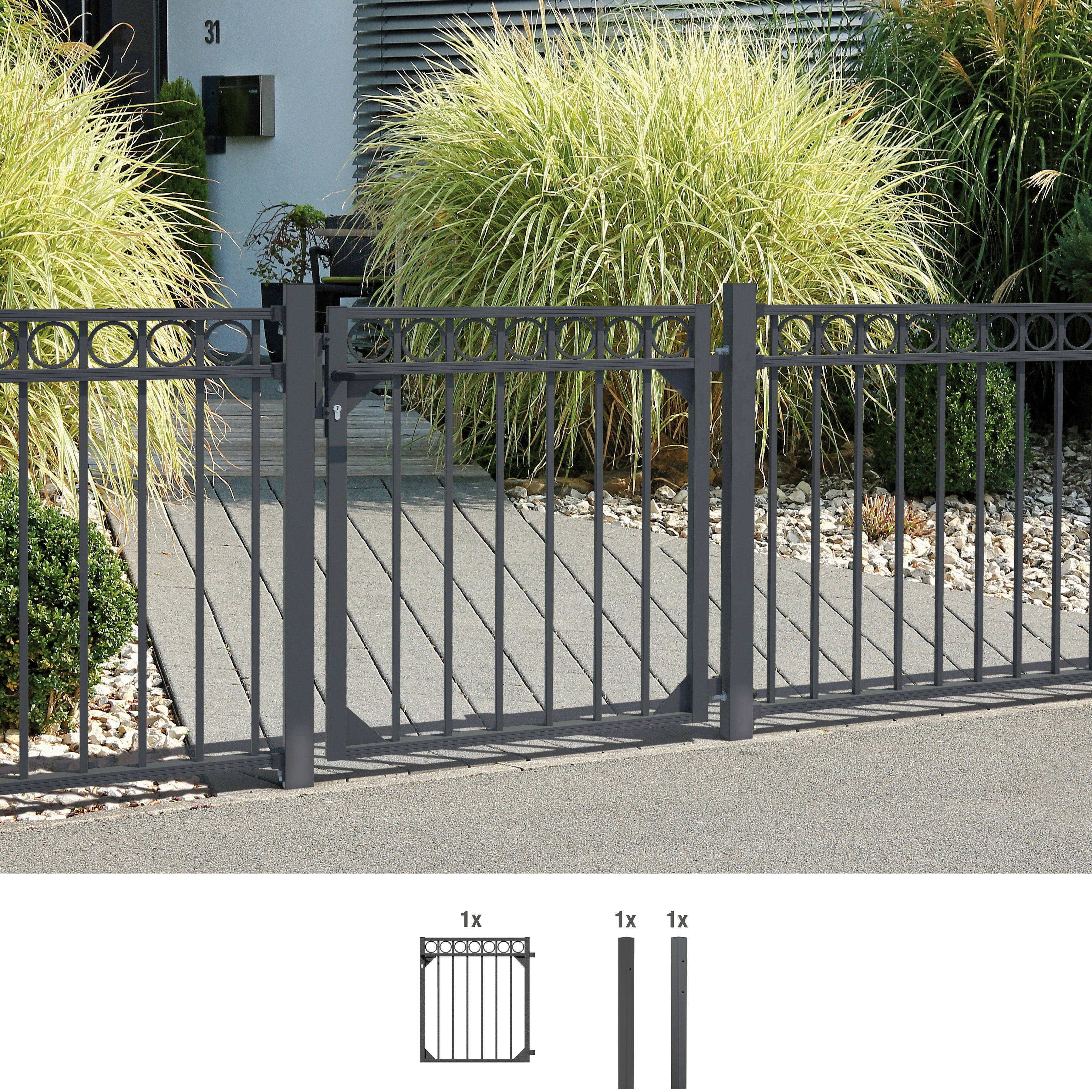 GAH Alberts Deur met enkel hek Circle Breedte: 96,5 cm, hoogte: 100 en 120 cm, verschillende kleuren hekken maat 120 cm grijs