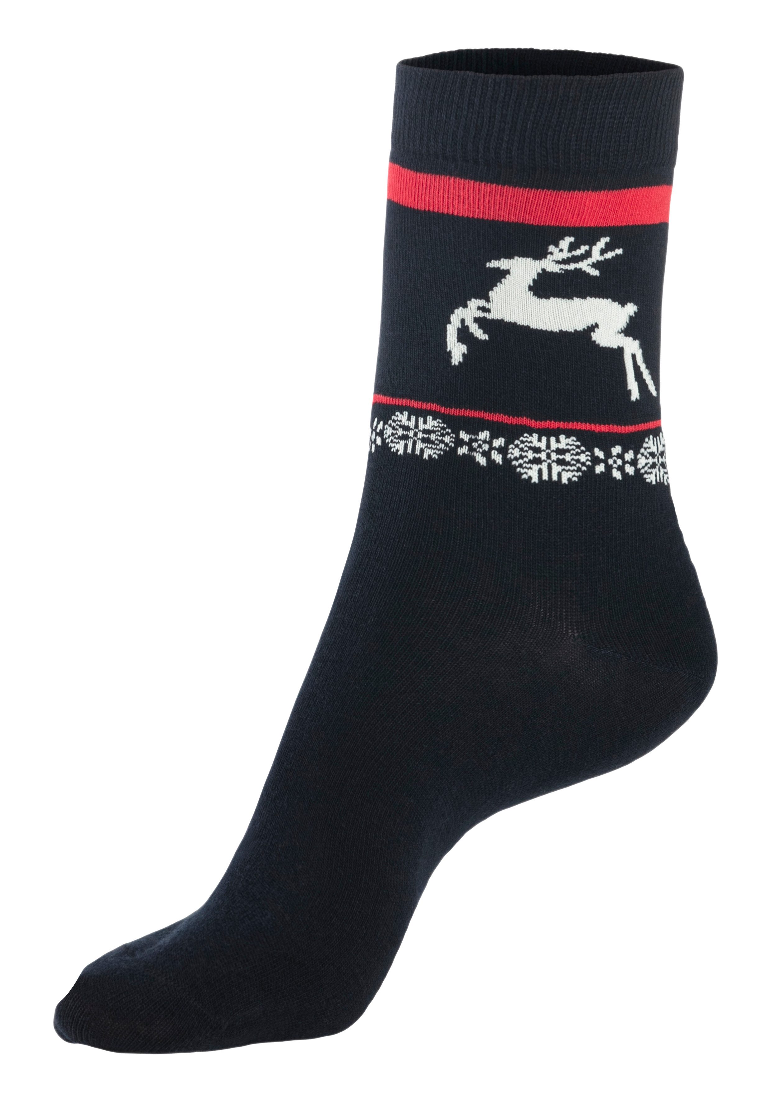 H.I.S Basic sokken met wintermotieven (set 3 paar)