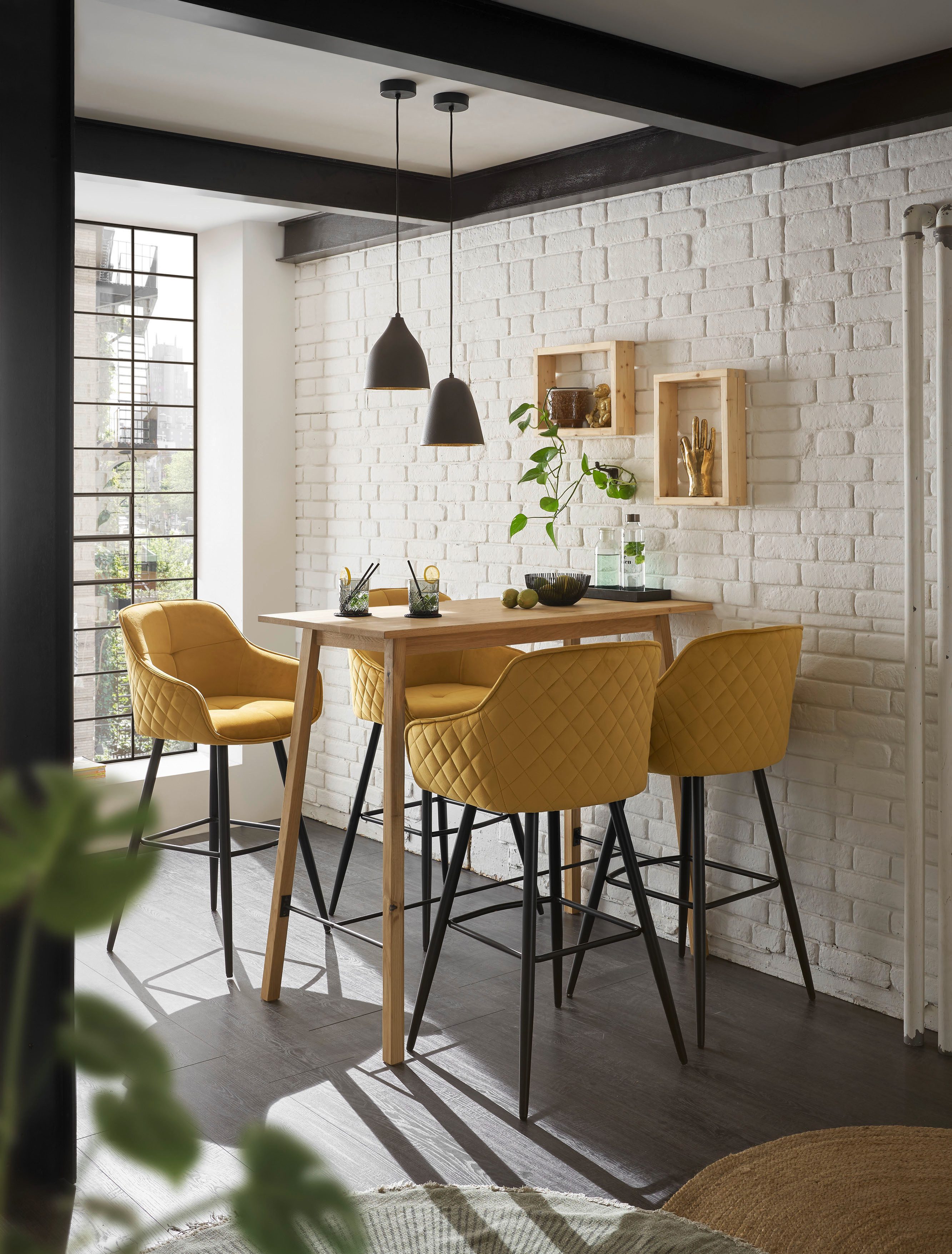 Stolkom Bartafel Jules eik massief hout geolied, hoge tafel BxHxD 120x104x60 cm