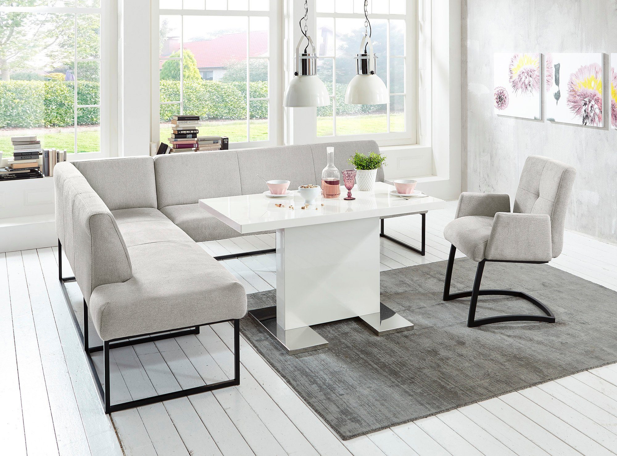 exxpo - sofa fashion Hoekbank Affogato, hoog zitcomfort, comfortabel grijs, hoekbanken, Ottomane links, lange zijde rechts