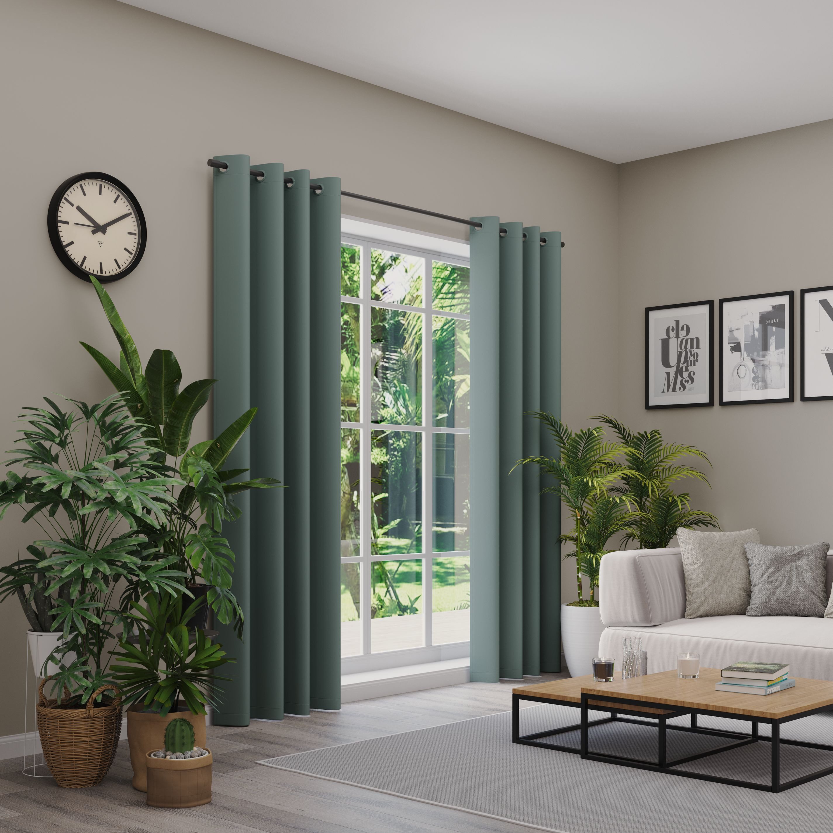 Neutex for you! Gordijn Insula kant & klaar gordijnen maat 137 cm x 250 cm groen